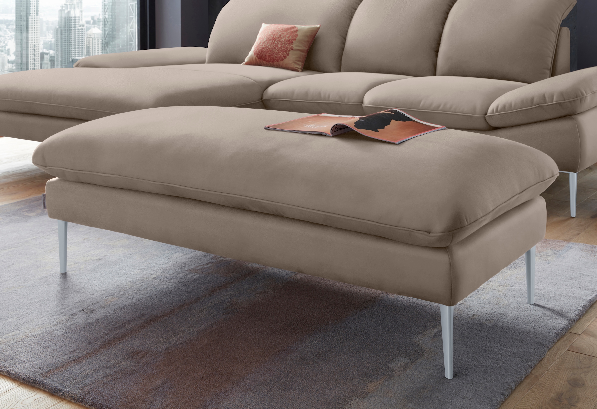 W.SCHILLIG Hocker »enjoy&MORE«, Füße silber matt, Breite 151 cm