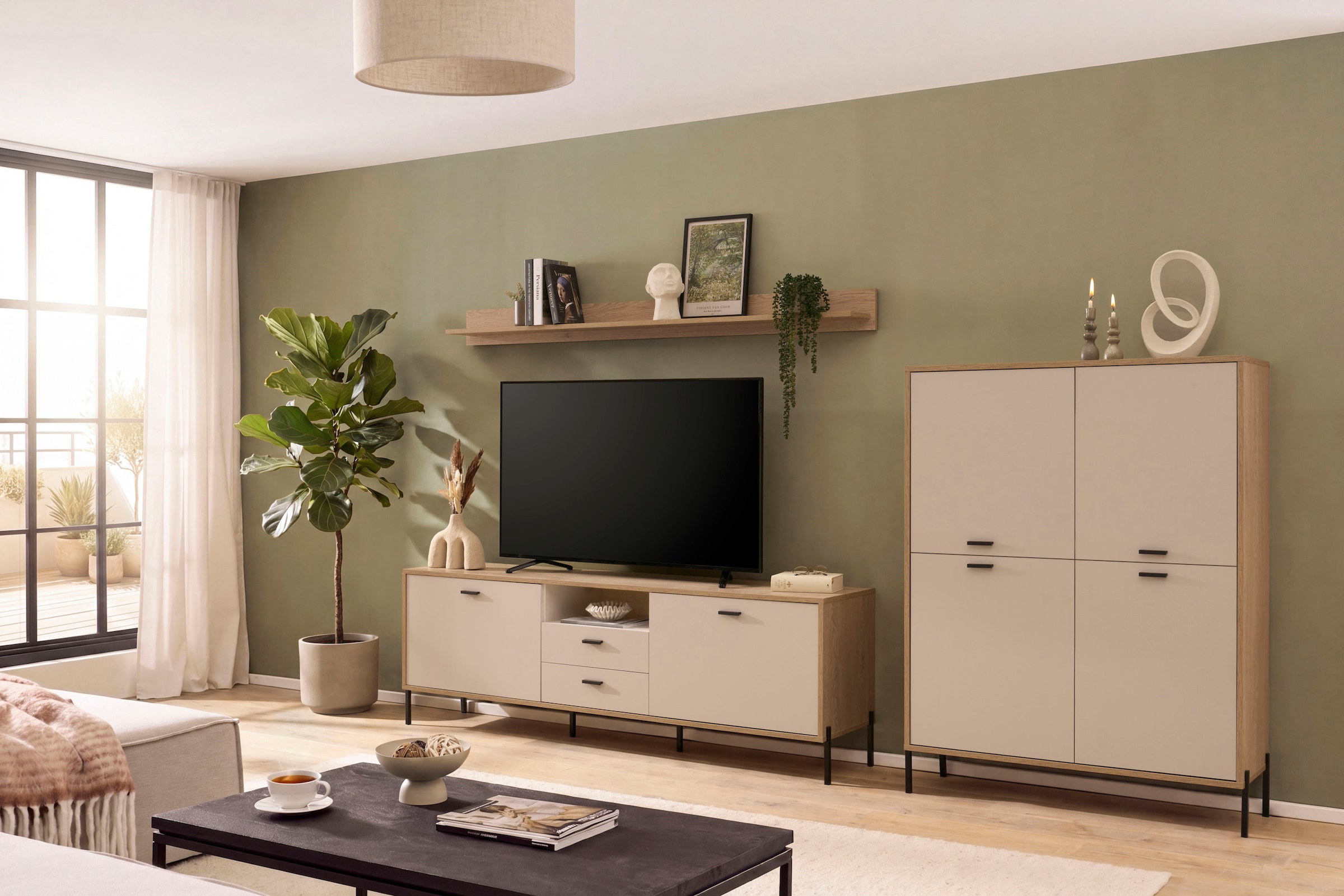 Home affaire Wohnwand »Fredericia, moderne Anbauwand, Komplettset in Kaschmir« Set, 3 Stk. tlg.