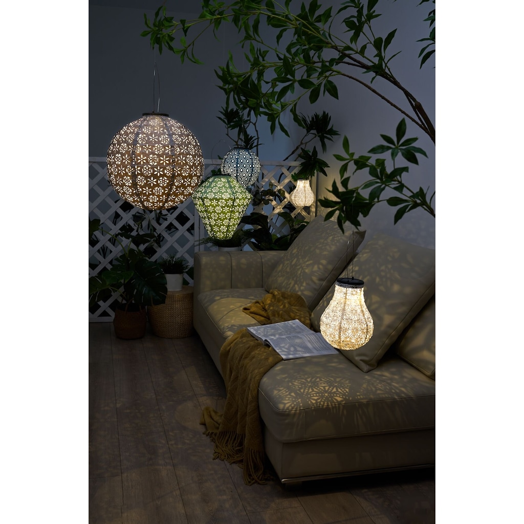 Pauleen LED Laterne »Sunshine Charm Lampion Solar blau Tyvek Vlies«, 1 flammig-flammig