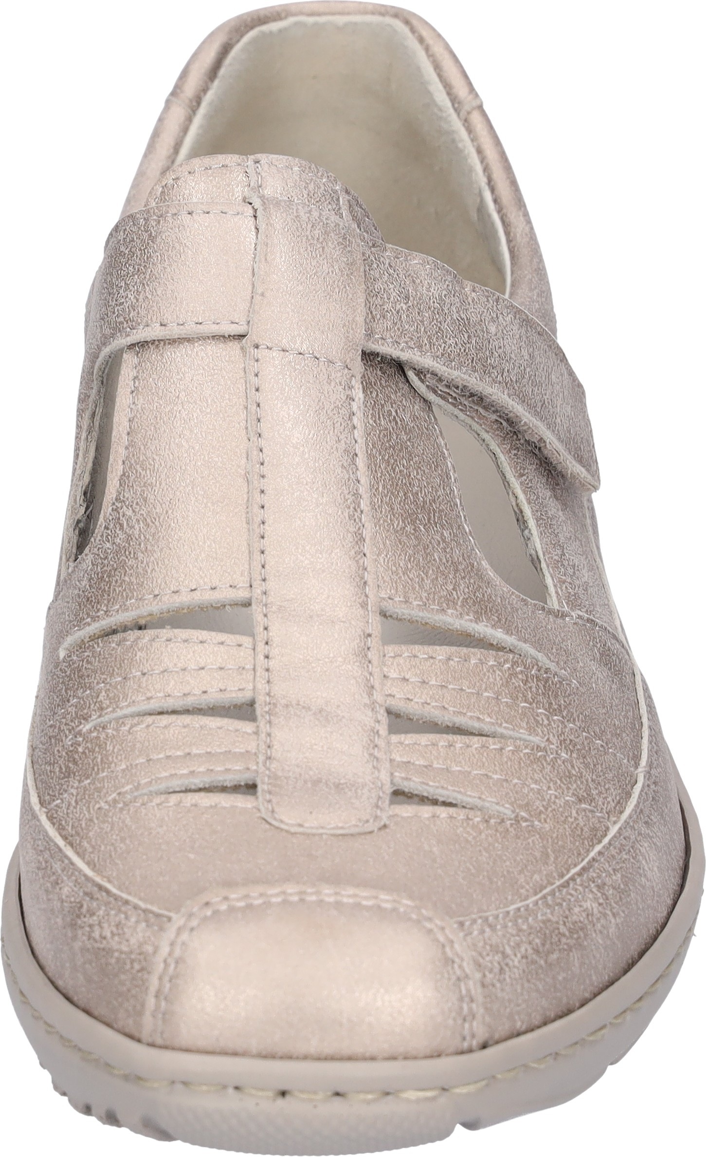 Klettschuh WALDLÄUFER "KYA", Herren, Gr. 8 (42), hellgrau, Nappaleder, metallic, Basic, Schuhe Klettschuh, Bequemschuh, Halbschuh mit Klettverschluss, in Komfortweite K 2