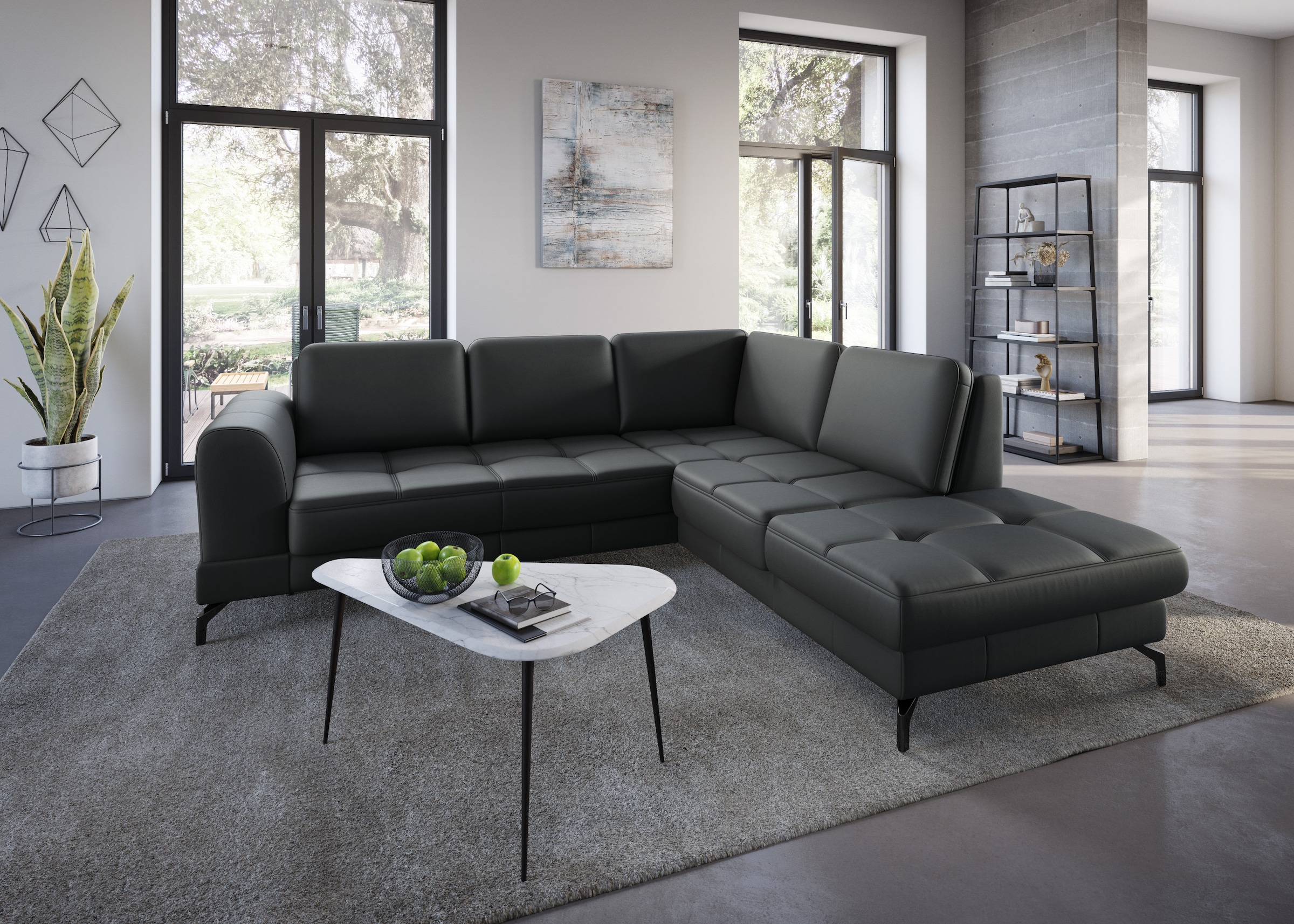 sit&more Ecksofa "Bendigo L-Form" inklusive Sitztiefenverstellung, Bodenfreiheit 12 cm, in 2 Fußfarben