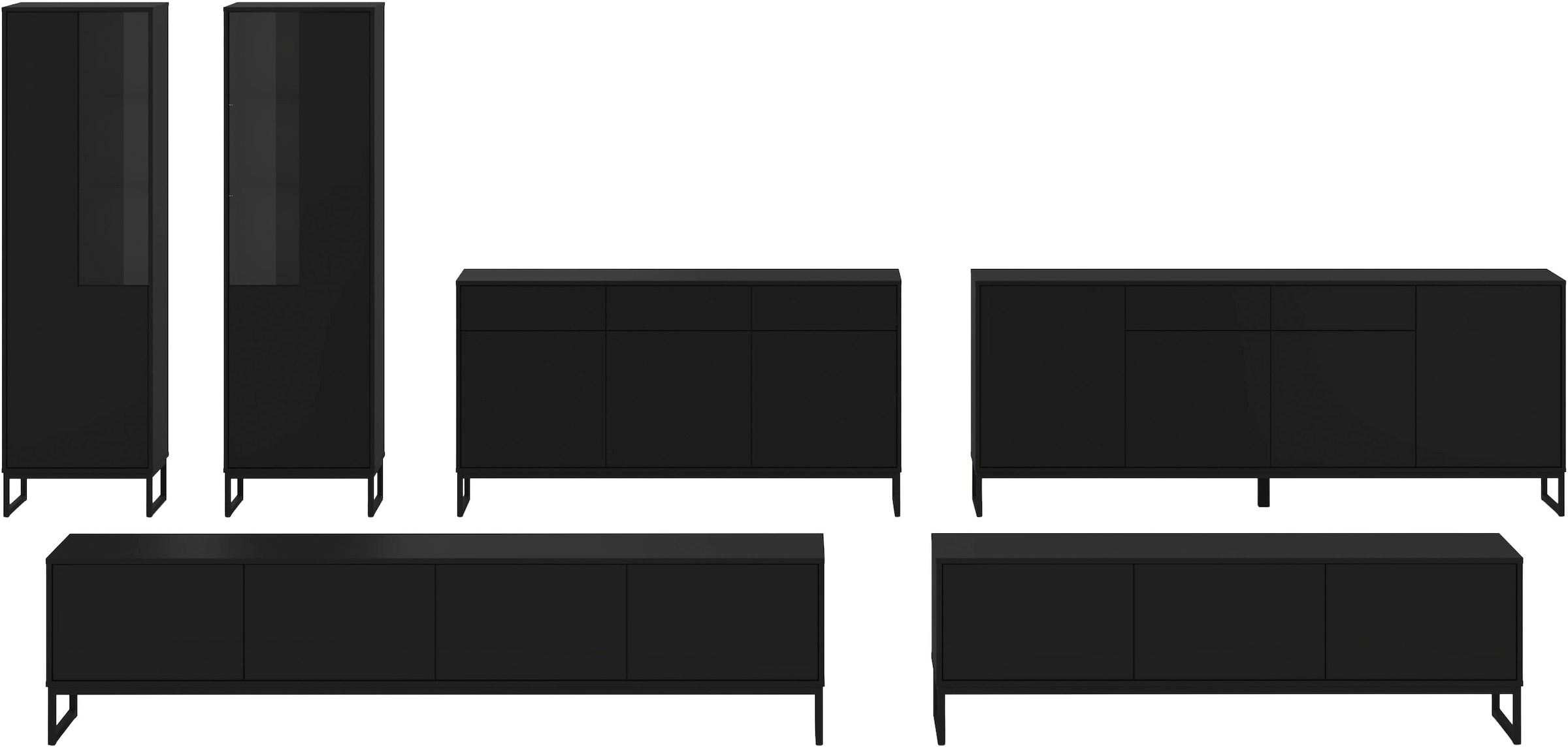 OTTO home Sideboard »Olbia, Breite 157 cm, grifflose Kommode 3 Türen/3 Schubkästen.« Schubladenkommode mit viel Stauraum, Einlegeböden verstellbar