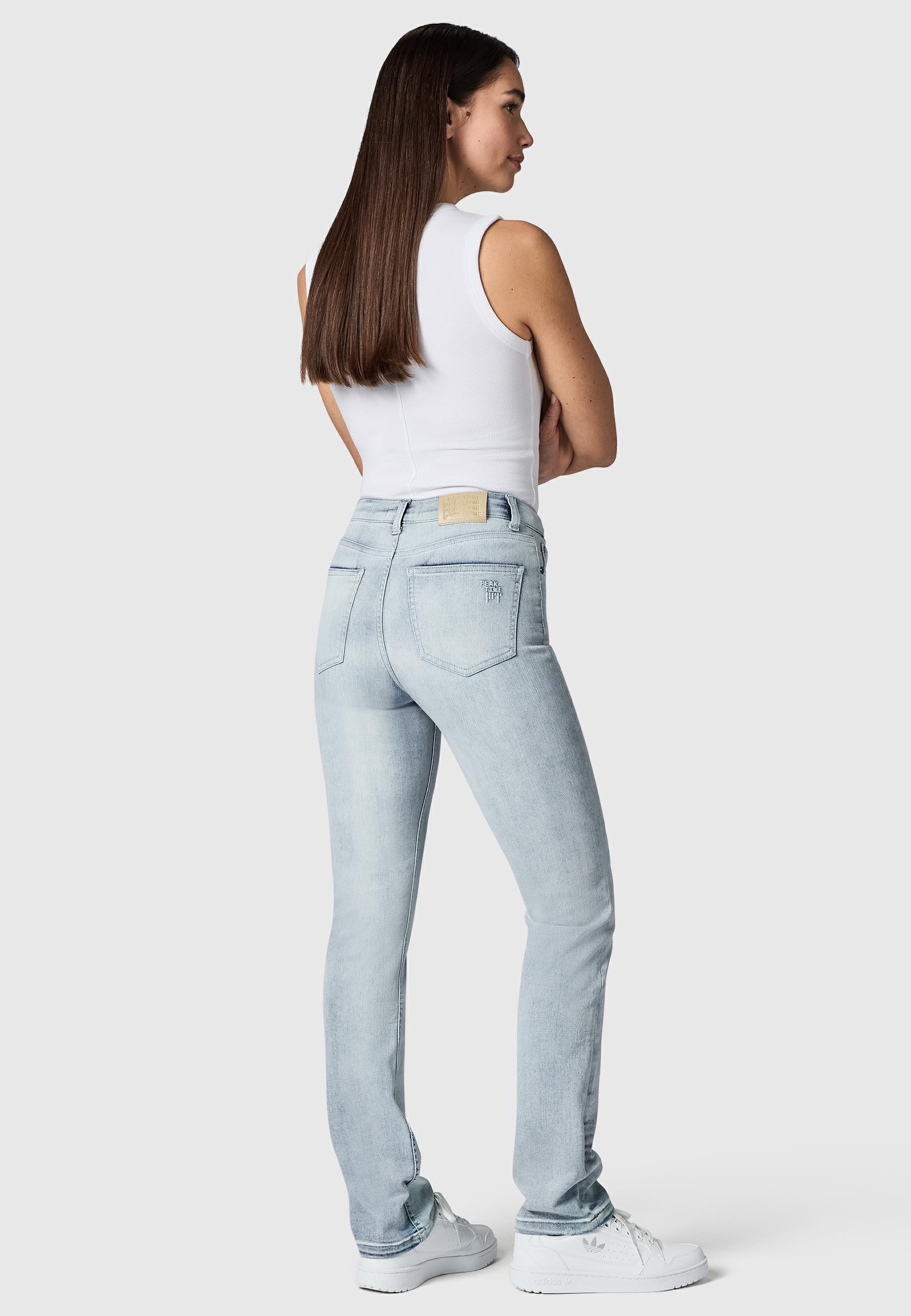 PEAK TIME Straight-Jeans »Galaxa« Gerade Damen Jeans mit Logoprägung