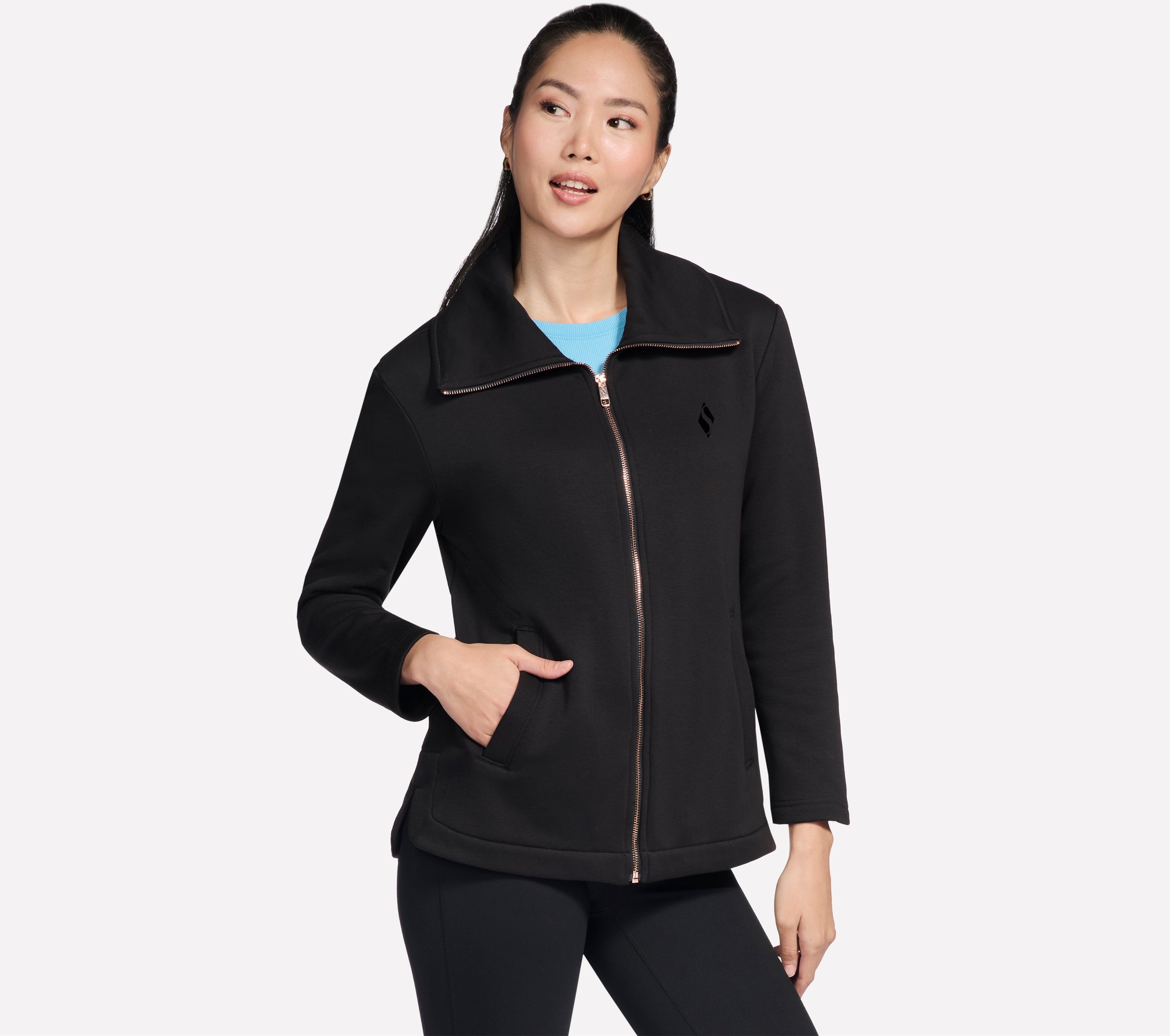 Skechers Trainingsjacke "GOSNUGGLE TUNIC FZ JACKET" langärmliges Design, mit breitem, umklappbarem Kragen