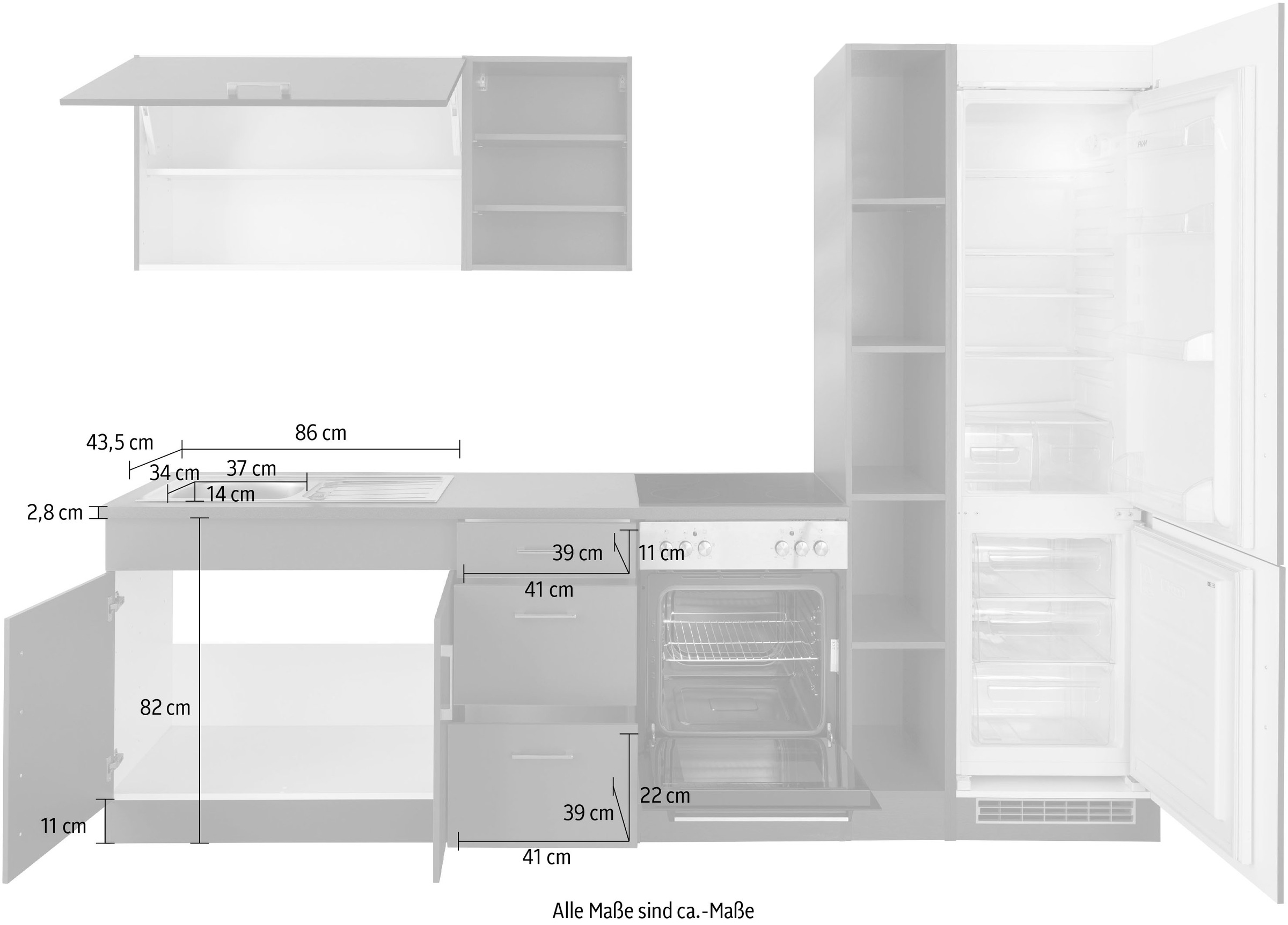 KOCHSTATION Küchenzeile »KS-Paris – Küchen mit einzigartigen Fotomotiven auf den Fronten« Breite 300 cm, wahlweise mit E-Geräten, mit Motivdruck