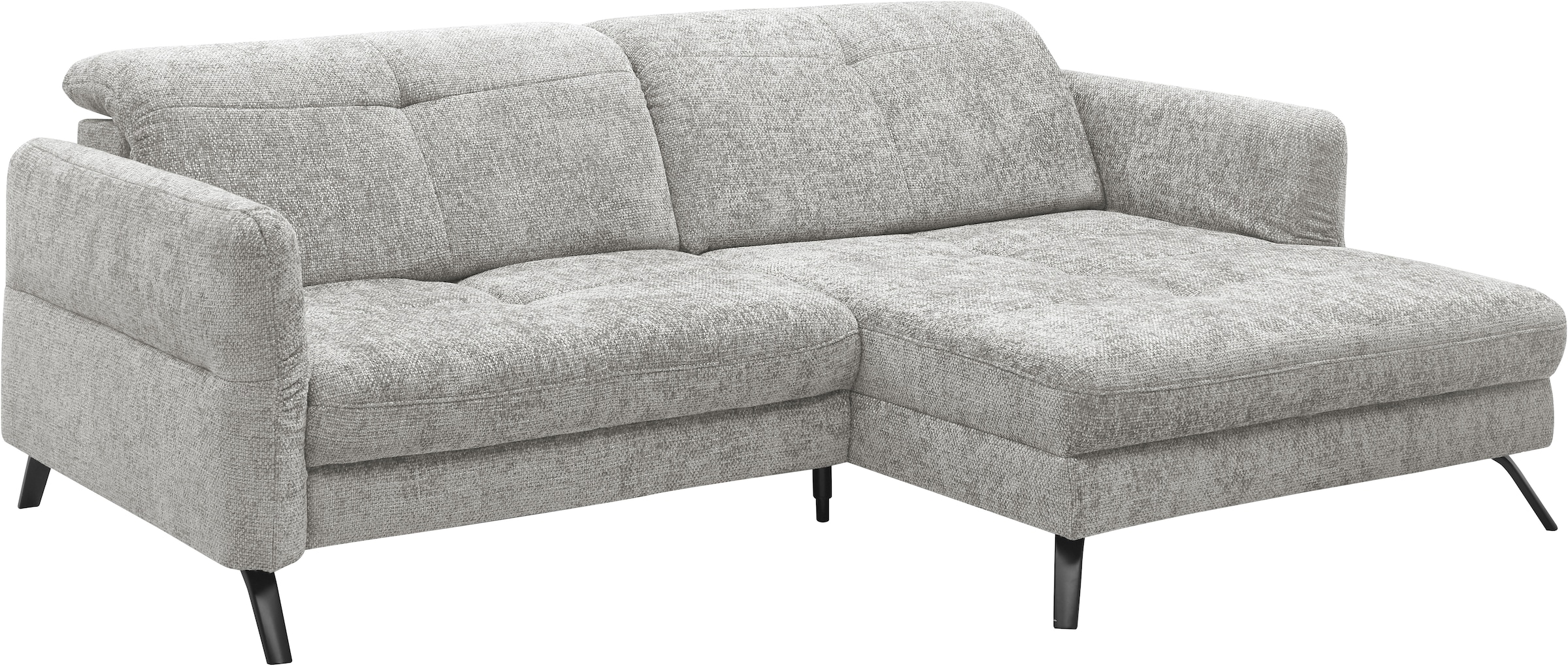 set one by Musterring Ecksofa »SO 4400 V«, wahlweise mit motorischer Bettfunktion & Kopfverstellung, Fuß schwarz