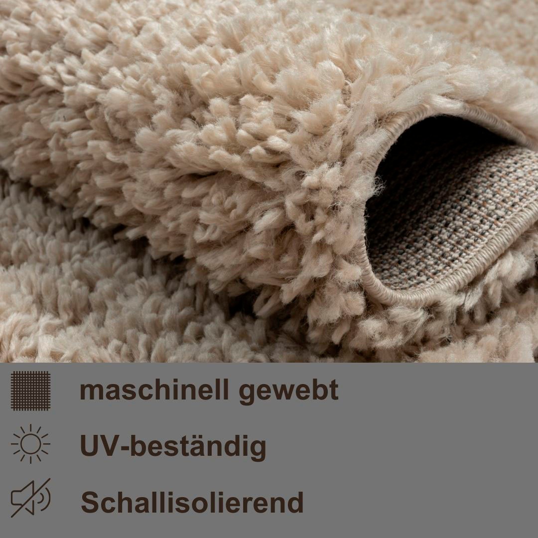 Myflair Möbel & Accessoires Hochflor-Bettumrandung »My Shaggy«, (3 tlg.), Shaggy, Uni-Farben, leicht glänzend, extra flauschig, Läufer-Set
