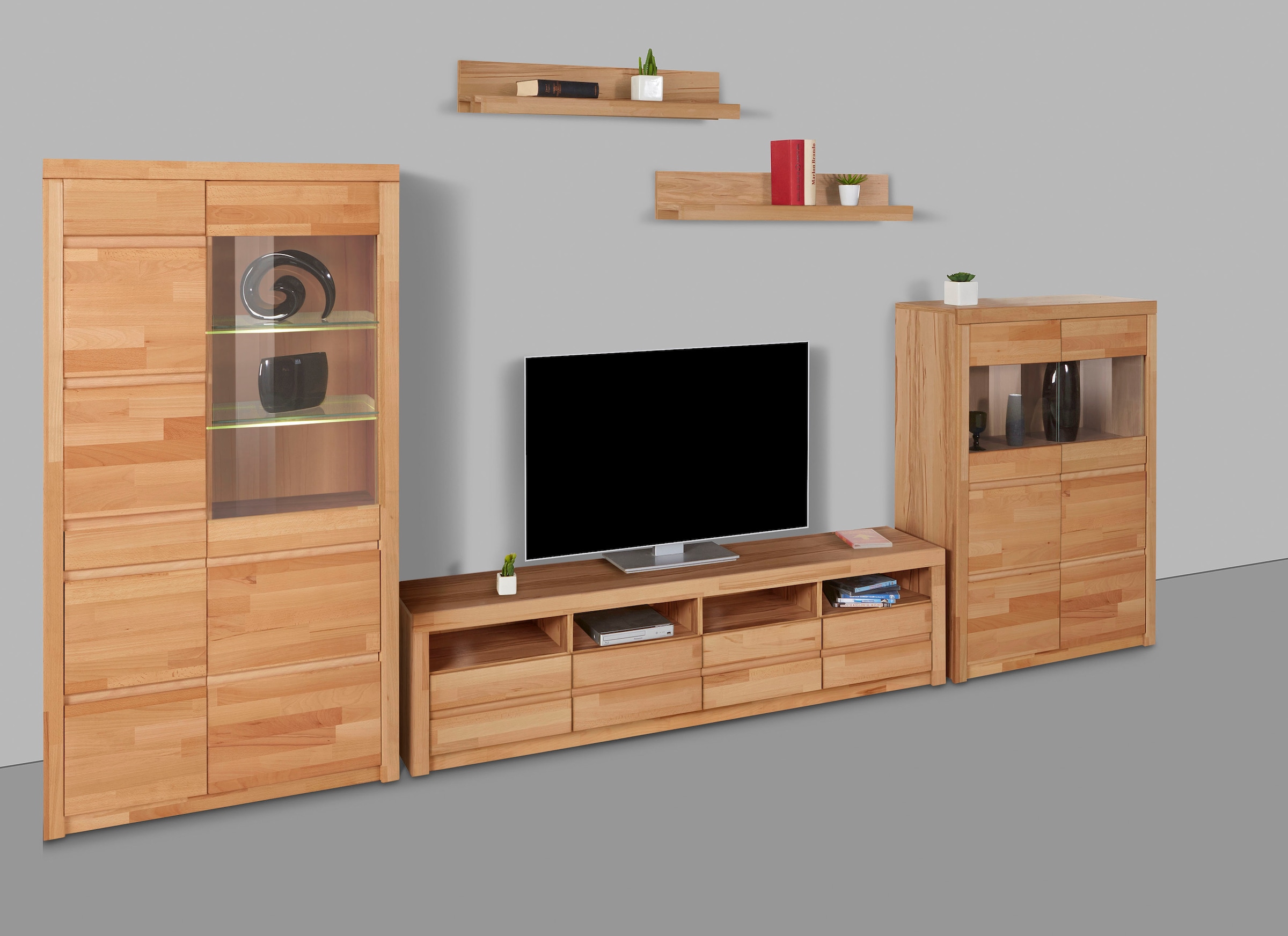 Home affaire Wohnwand "Silkeborg" Set, 5 Stk. tlg. teilmassiv mit schöner, günstig online kaufen