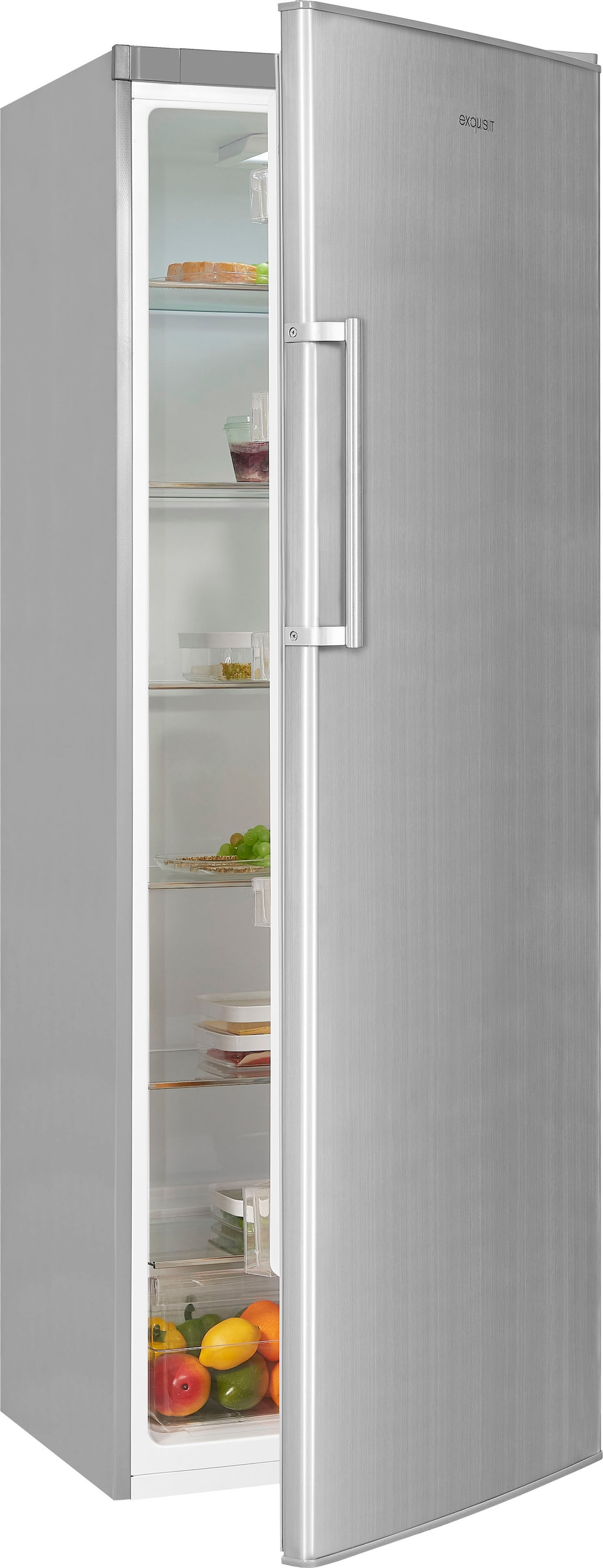 exquisit Kühlschrank "KS350-V-H-040E inoxlook", 331 L Volumen