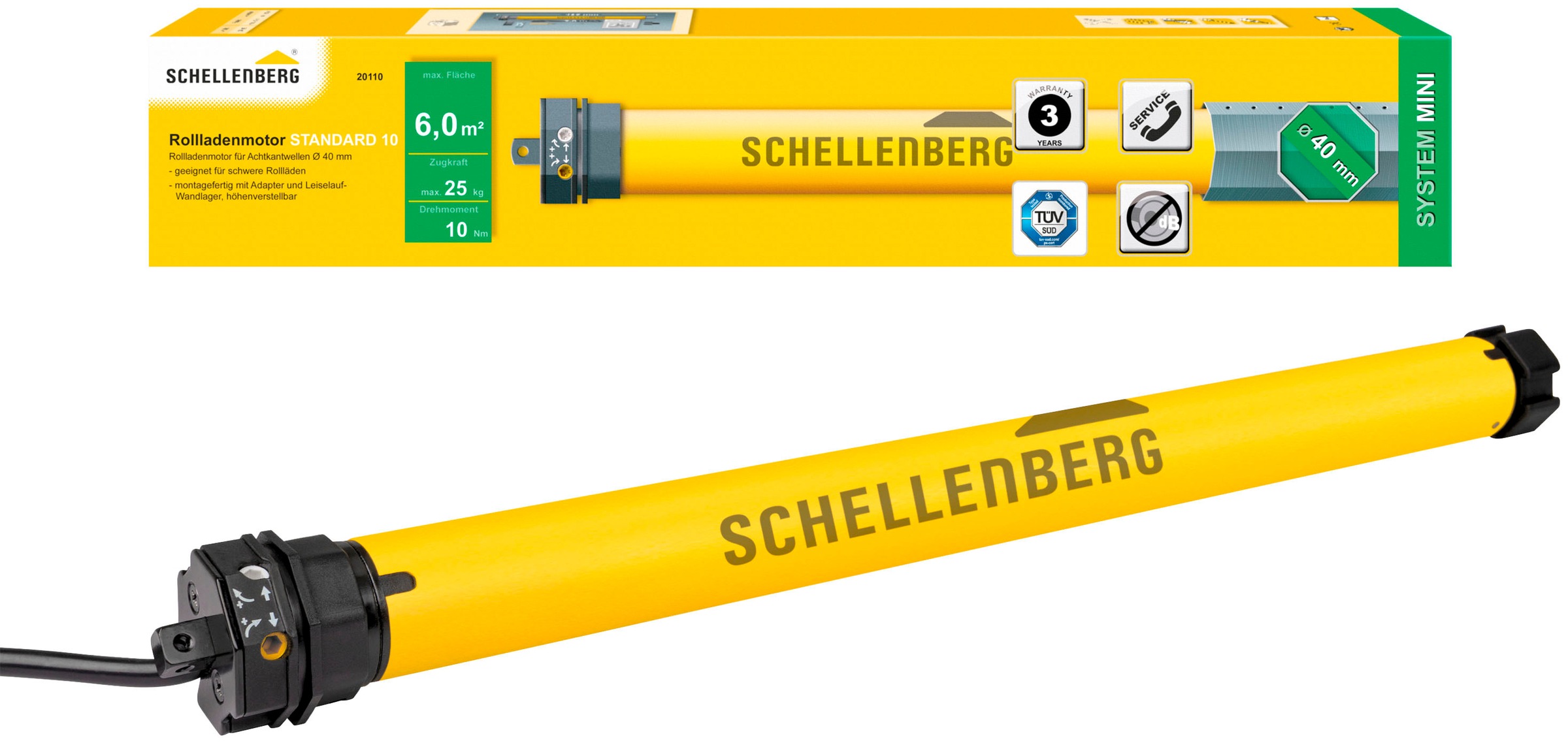 Schellenberg 20110 Rollladenmotor, Drehmoment: 10 Nm Passend für (Rollladensysteme) Schellenberg Mini