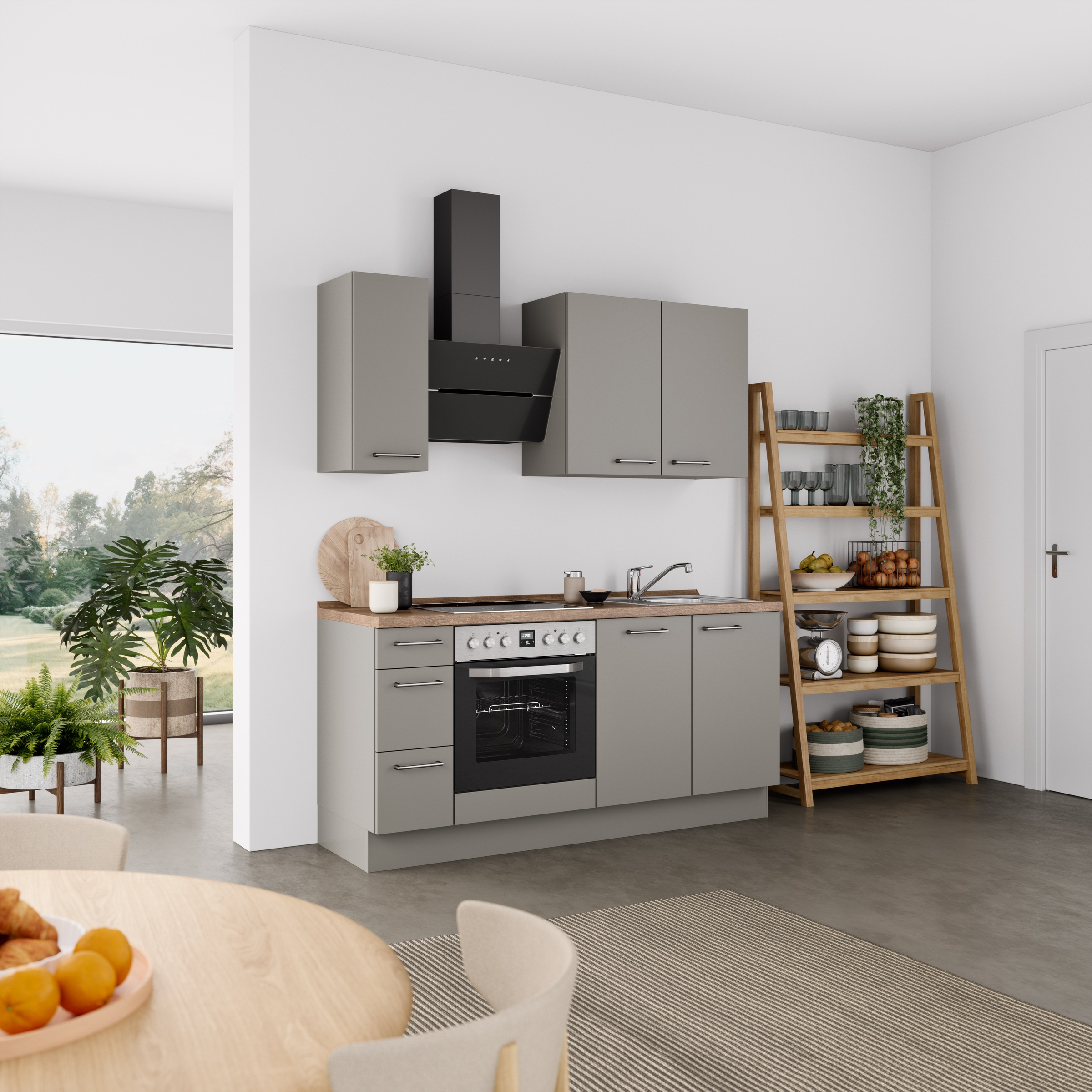 nobilia® Küchenzeile »"Laser II", Ausrichtung wählbar, Breite 180 cm« vormontiert, wahlw. mit unterschiedlichen E-Geräten-Sets