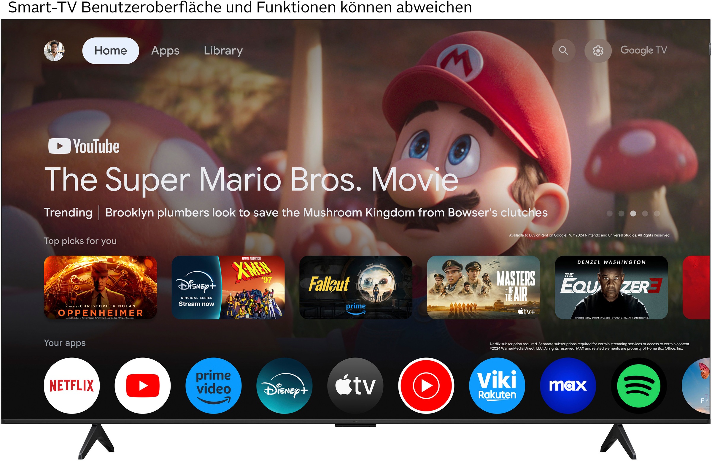 TCL QLED-Fernseher »85P71KX1«, 4K Ultra HD, Google TV-Smart-TV, Multi-HDR, Dolby Vision, Smart TV, Apple TV, Dolby Atmos, Slim Design