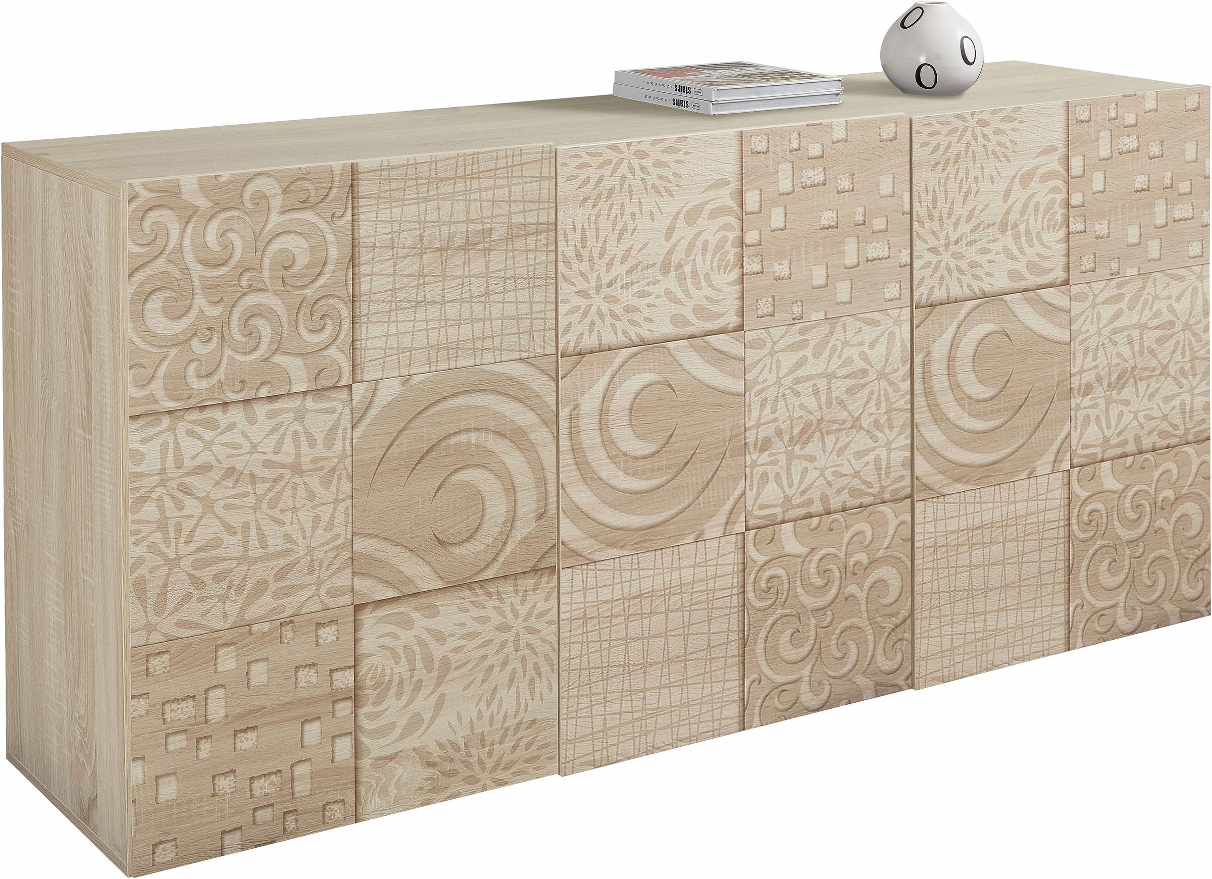 Home affaire Sideboard "Miro" Breite 181 cm mit dekorativem Siebdruck günstig online kaufen