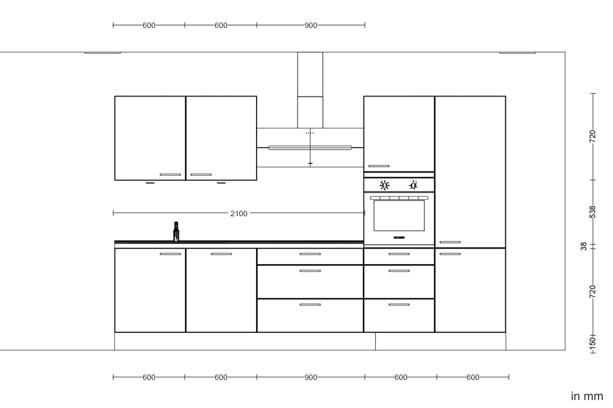 nobilia® Küchenzeile »"Cascada II"«, vormontiert, Ausrichtung wählbar, Breite 330 cm, wahlw. mit E-Geräten