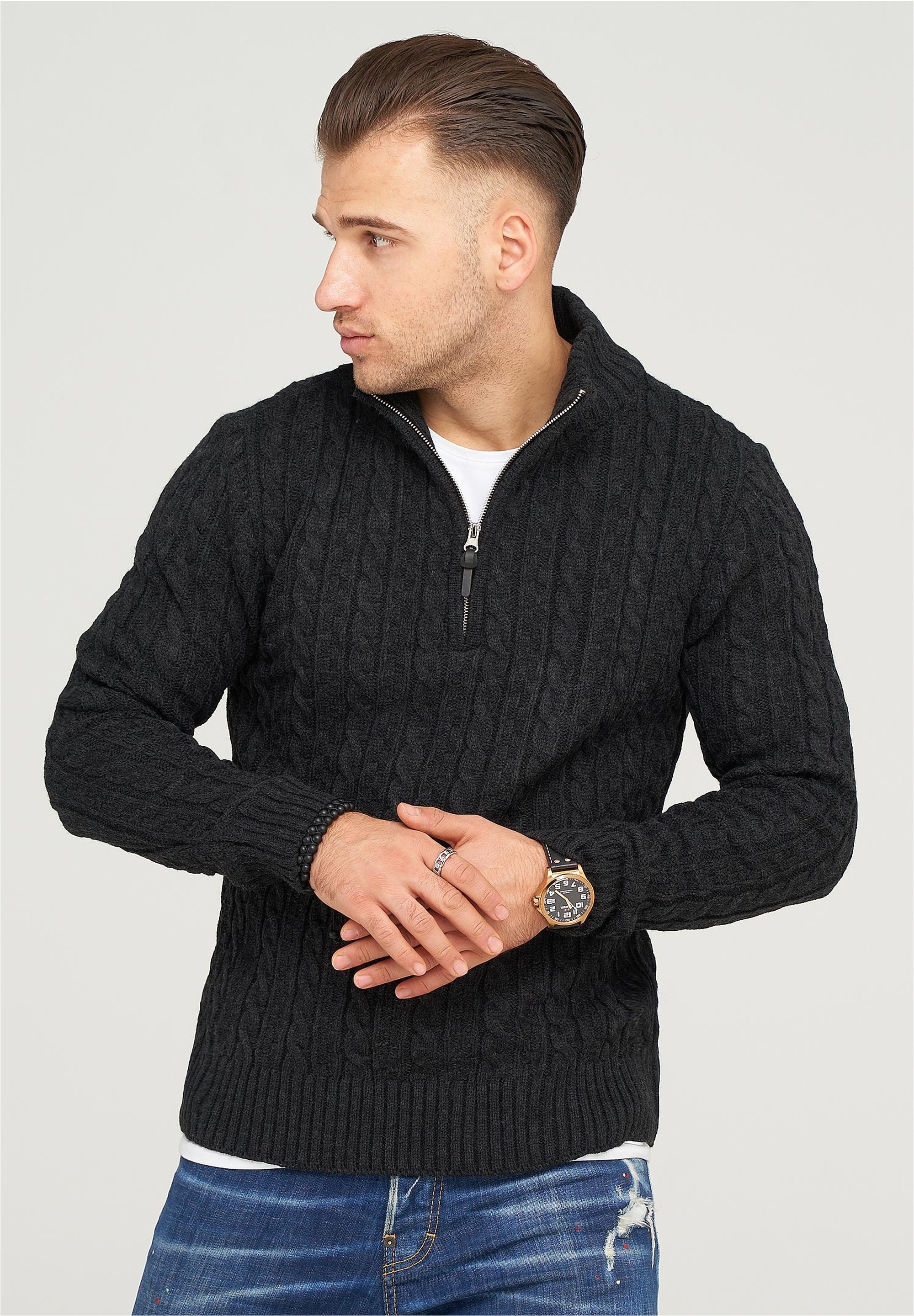 behype Strickpullover "CILIAN HENLEY", mit gemütlichem Stehkragen günstig online kaufen