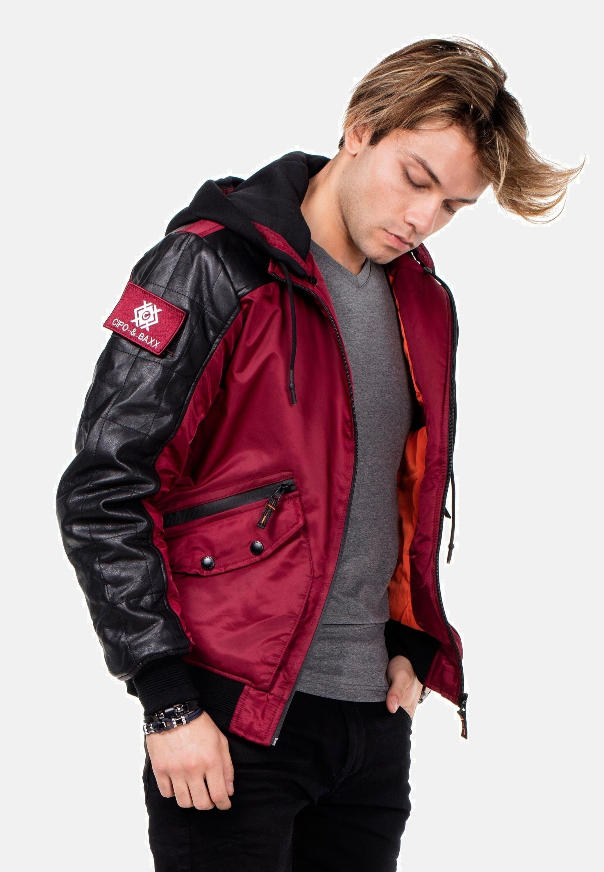 Cipo & Baxx Bomberjacke »Jacke«, mit Kapuze, mit abnehmbarer Kapuze, CM-134