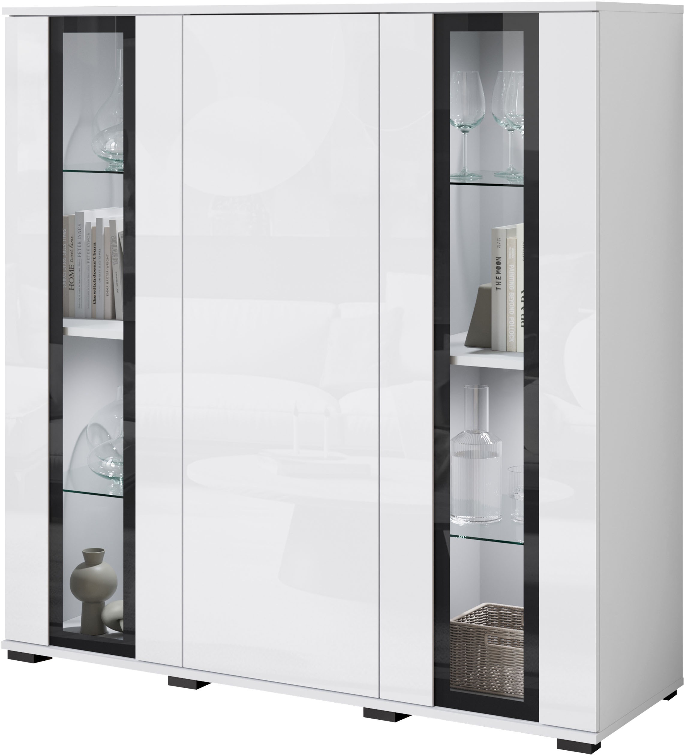 INOSIGN Highboard "Caro, modernes Design mit Glaseinsätzen, Breite 120 cm", günstig online kaufen