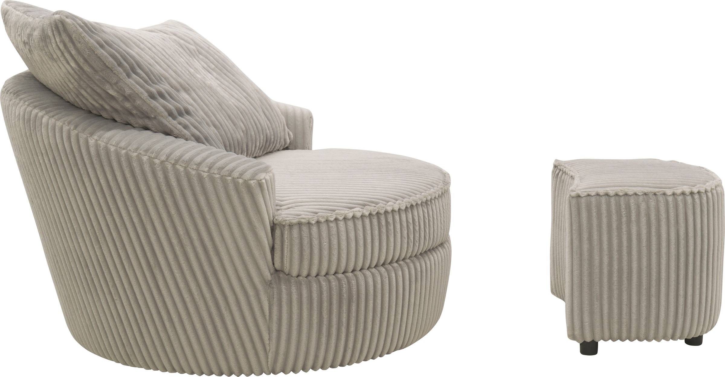 INOSIGN Drehsessel »AMECA, Relaxsessel mit Drehfunktion und Hocker, 122 x 126 x 76 cm,«, (Set, 2 St.), Love-Seat XXL und Lesesessel in Megacord