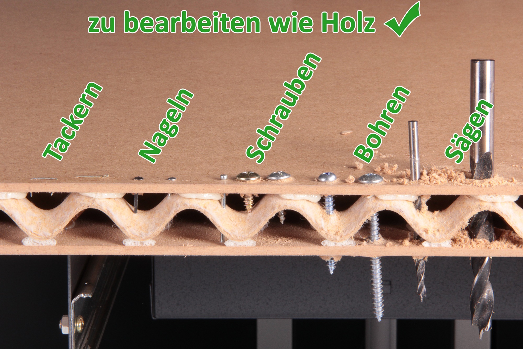 ONDIS24 Werkbank »»Klaus Eco««, (1 tlg.), 120 x 60 x 85 (H) cm, Leichtbau Holz-Platte, abschließbare Tür
