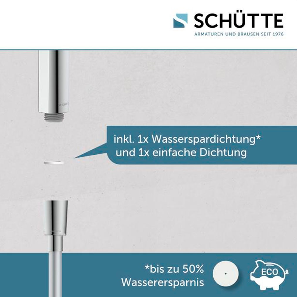 Schütte Stangenbrause-Set, (Komplett-Set), Duschset zum Kleben, ohne Bohren, Duschkopf mit Schlauch und Halterung