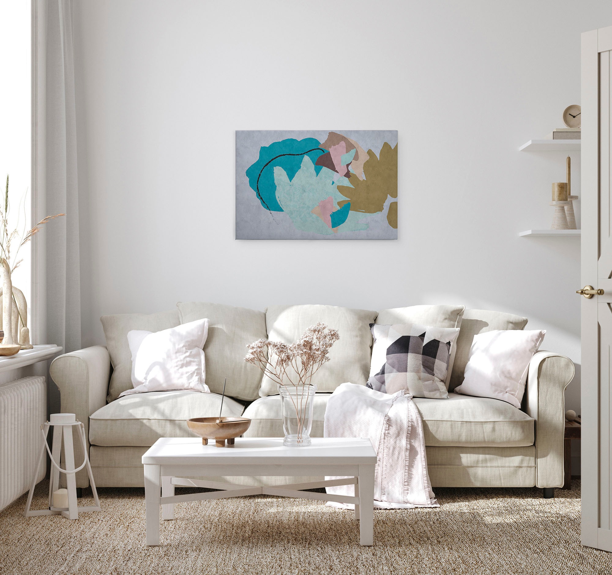 A.S. Création Leinwandbild »floral collage«, Kunst-Abstrakt-Kinder, (1 St.), Keilrahmen Bild Floral Abstrakt Leinwand-Bild Wohnzimmer modern Kinder