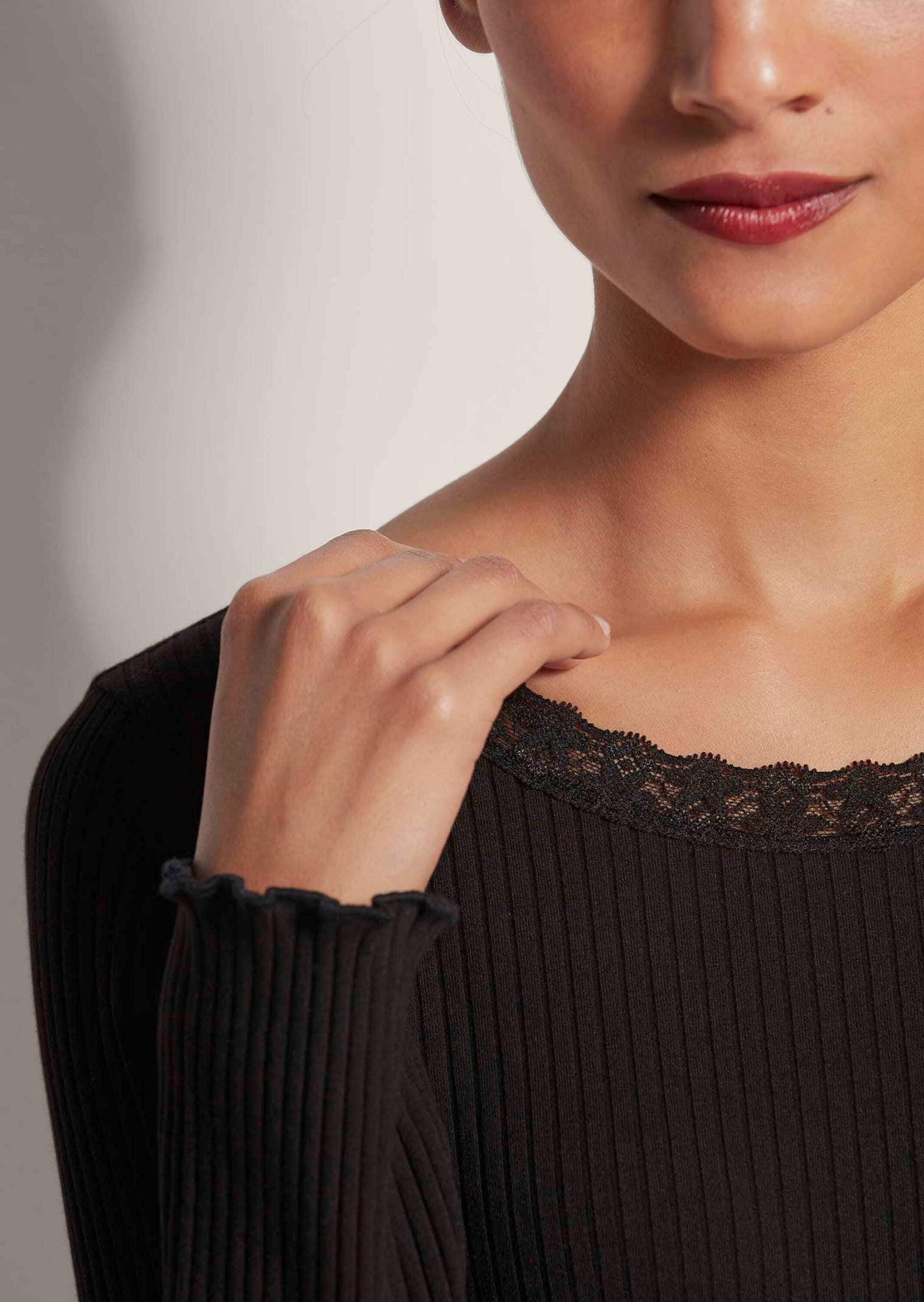MADELEINE Langarmshirt »Shirt Rippen-Shirt mit Spitze«