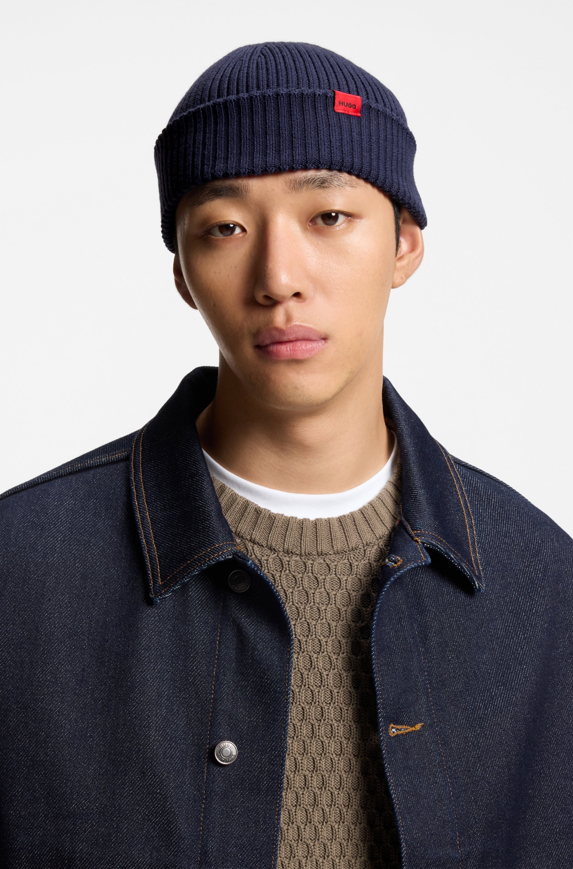 HUGO Beanie "Xush" aus Wollmix günstig online kaufen