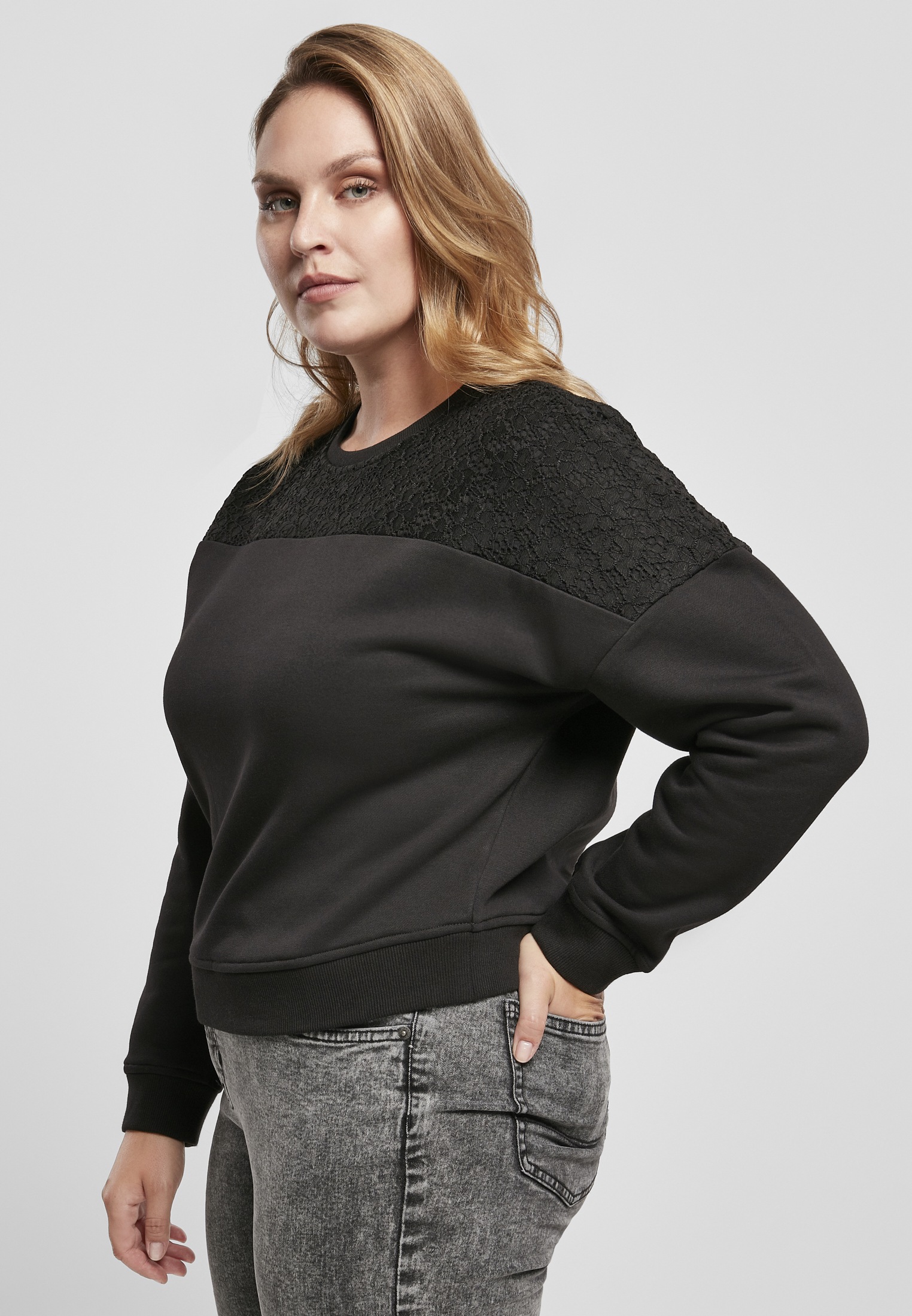 URBAN CLASSICS Sweater »Damen Inset online (1 Crew«, Lace kaufen Oversized tlg.) | BAUR Ladies Short