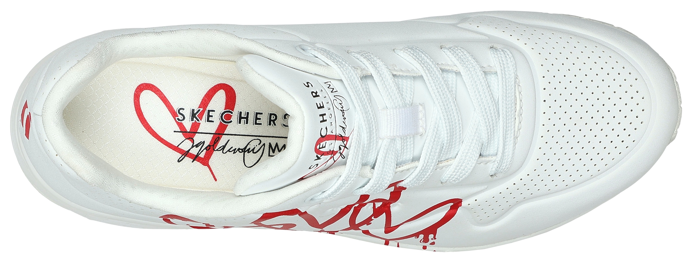 Skechers Sneaker »UNO DRIPPING IN LOVE«, mit Herzen-Graffity-Print, Freizeitschuh, Halbschuh, Schnürschuh