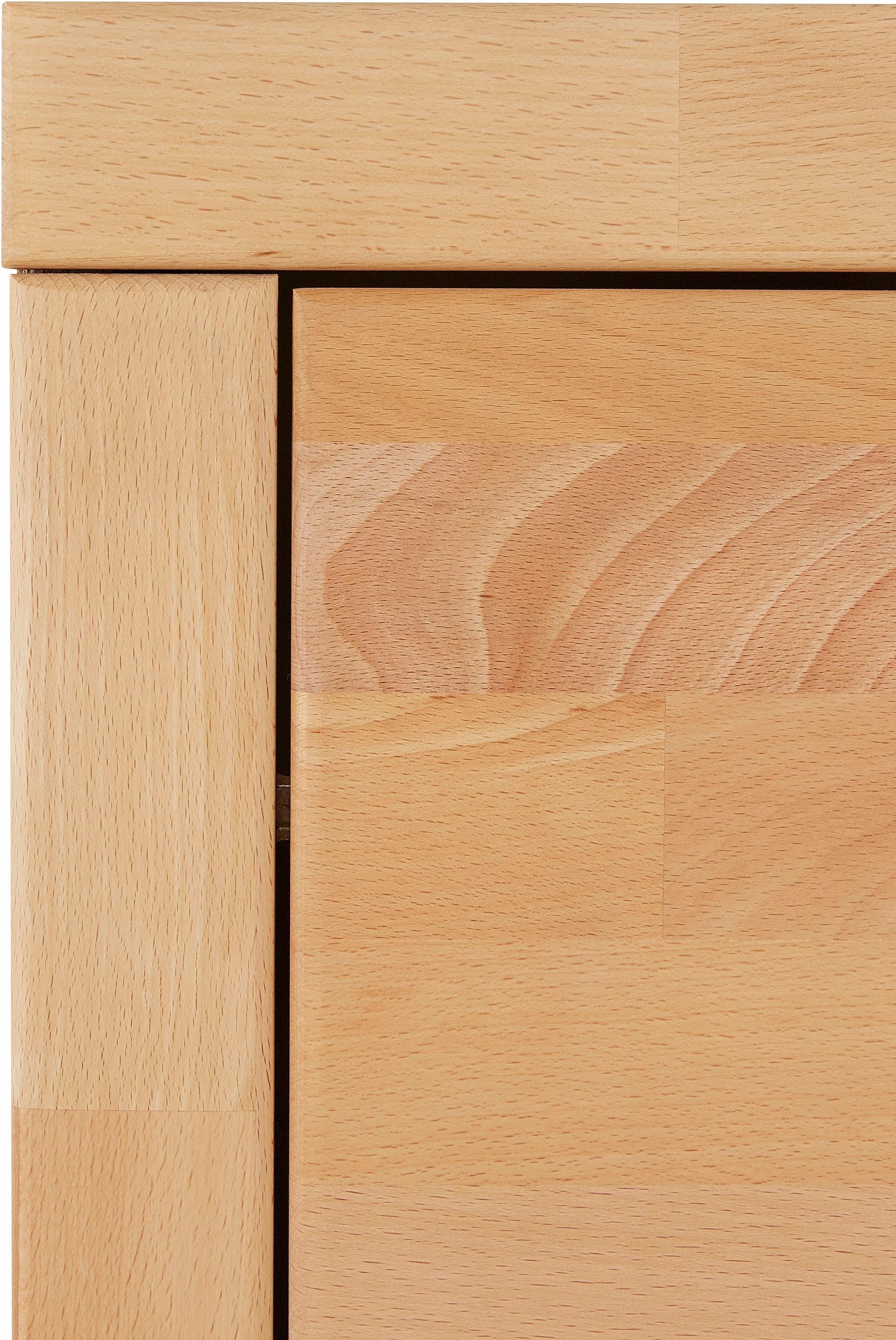 Home affaire Lowboard »Logo,130cm breit, Fronten Massivholz,5 Fächer«, Holz massiv, Holzwerkstoff, Metall Griffe,2 Türen,2 Schubladen