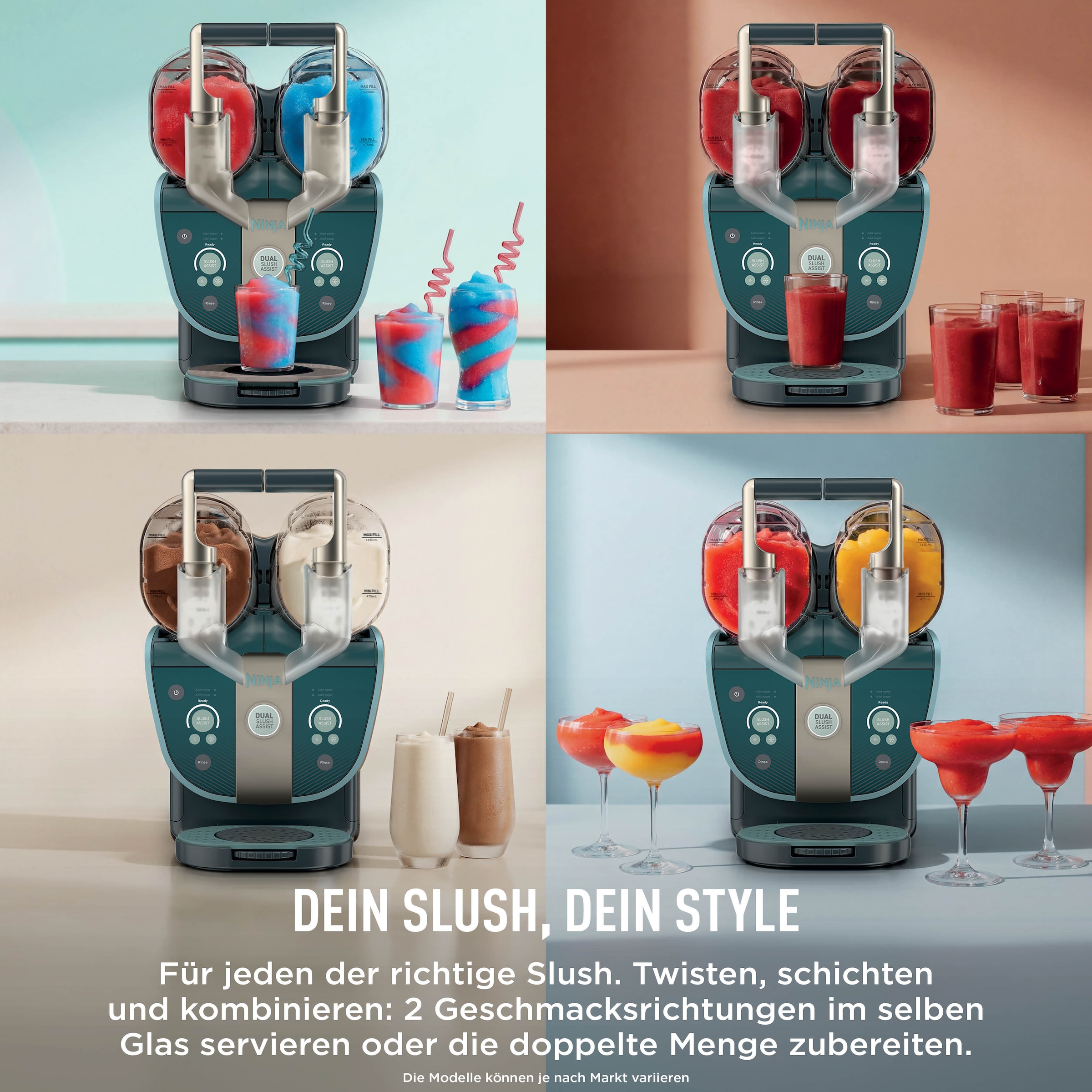 NINJA Slush-Eismaschine »SLUSHi Twist, 2-in-1 SLUSHi Maschine, Dual-SlushAssist-Technologie« 1,42 l 500 W 2 Behälter für gleichzeitige Zubereitung von zwei Geschmacksrichtungen