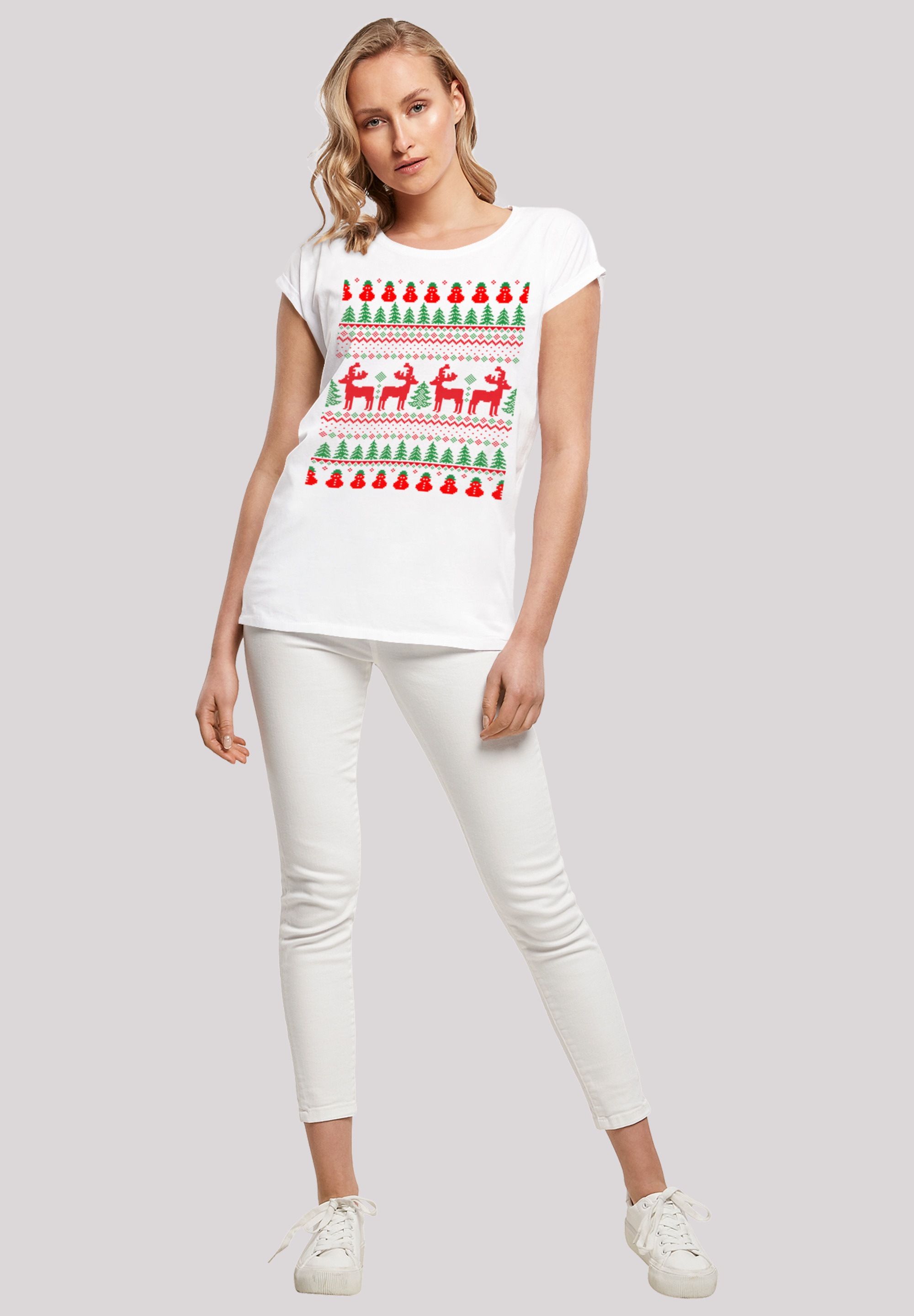 F4NT4STIC T-Shirt »Christmas Reindeers Weihnachten Muster«, Print