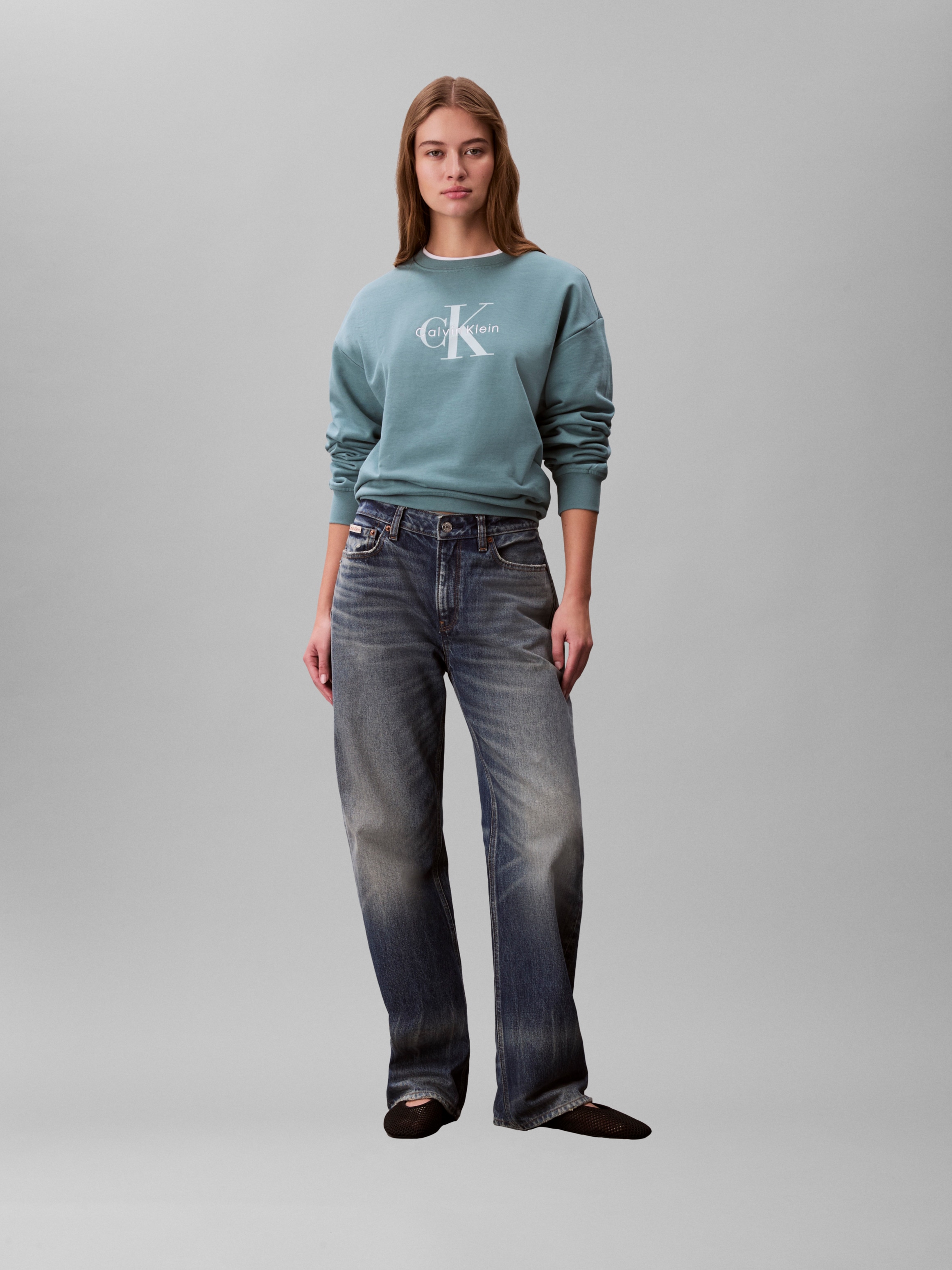 Calvin Klein Jeans Sweatshirt »LS MONOLOGO FRENCH TERRY RLXD CR«, , Logoschriftzug
