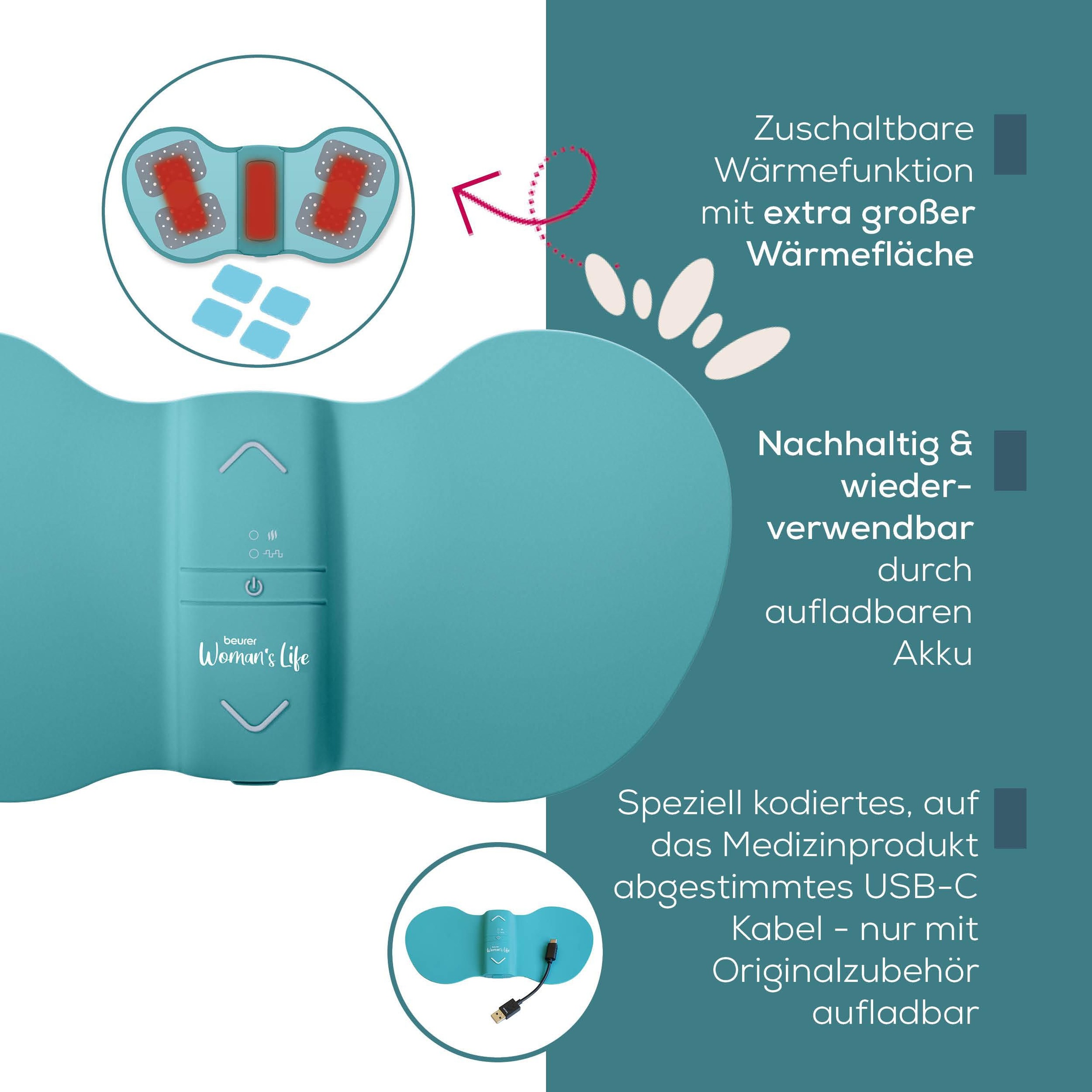 Thumbnail - BEURER Menstruations-Pad "EM 55 Menstrual Relax+ mit Wärme und TENS-Funktion" Schmerzlinderung bei Menstruationsschmerze...
