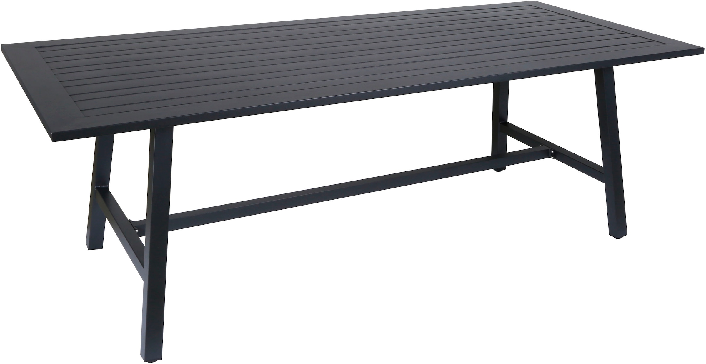 KONIFERA Garten-Essgruppe »Edessa Komfort«, (Set, 17 tlg., 8x Stuhl mit Rückenverstellung, 1x Tisch 220x97x74 cm, inkl. Auflagen), Tischplatte aus Alu-Lamellen,Armlehne mit Seilgeflecht&Noonwood-Latten