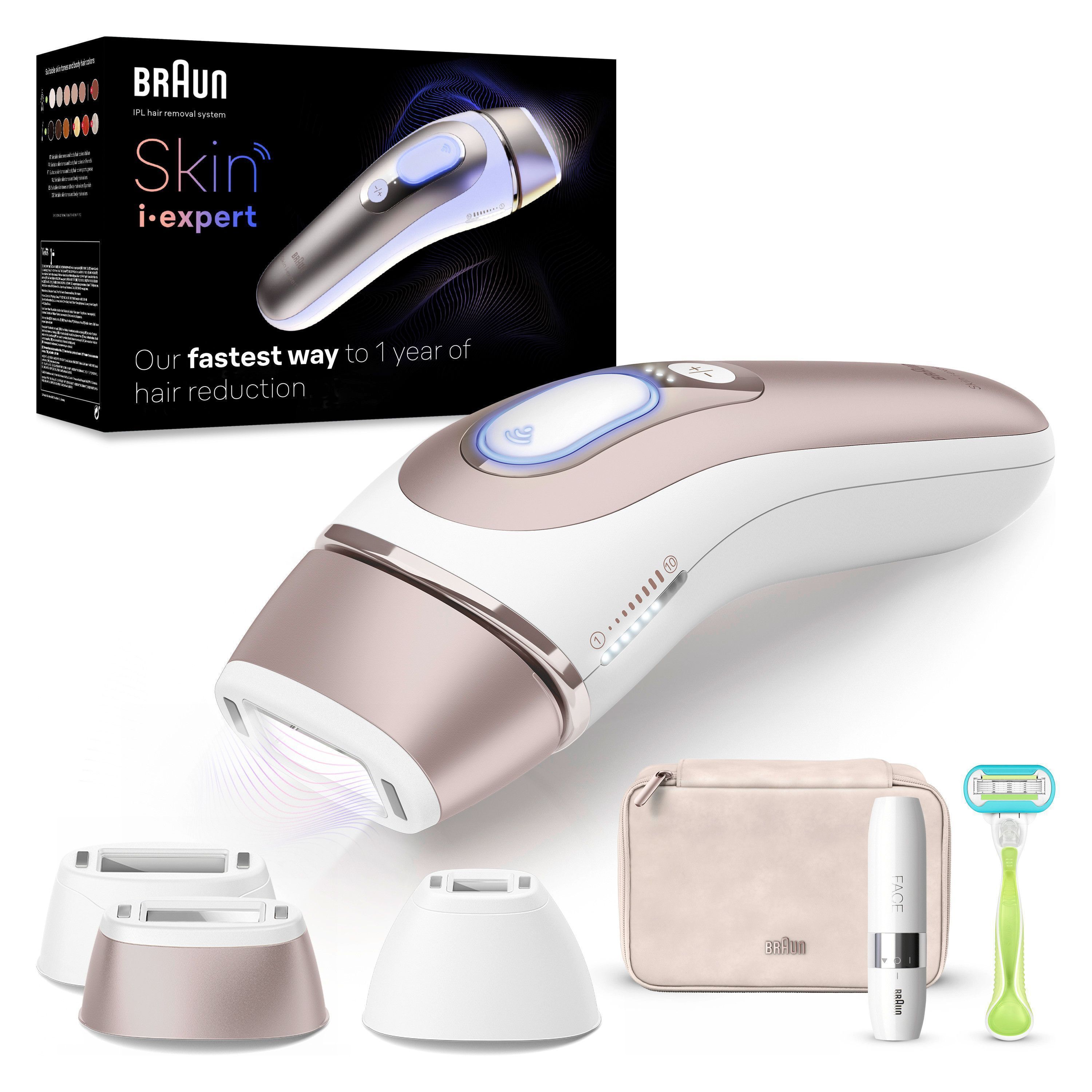 BRAUN Damen IPL-Haarentferner "Smart Skin i·expert PL7249", braun, IPL-Haarentferner, 3 Aufsätze für Gesicht & Körper, Venus Rasierer, Mini-Rasierer