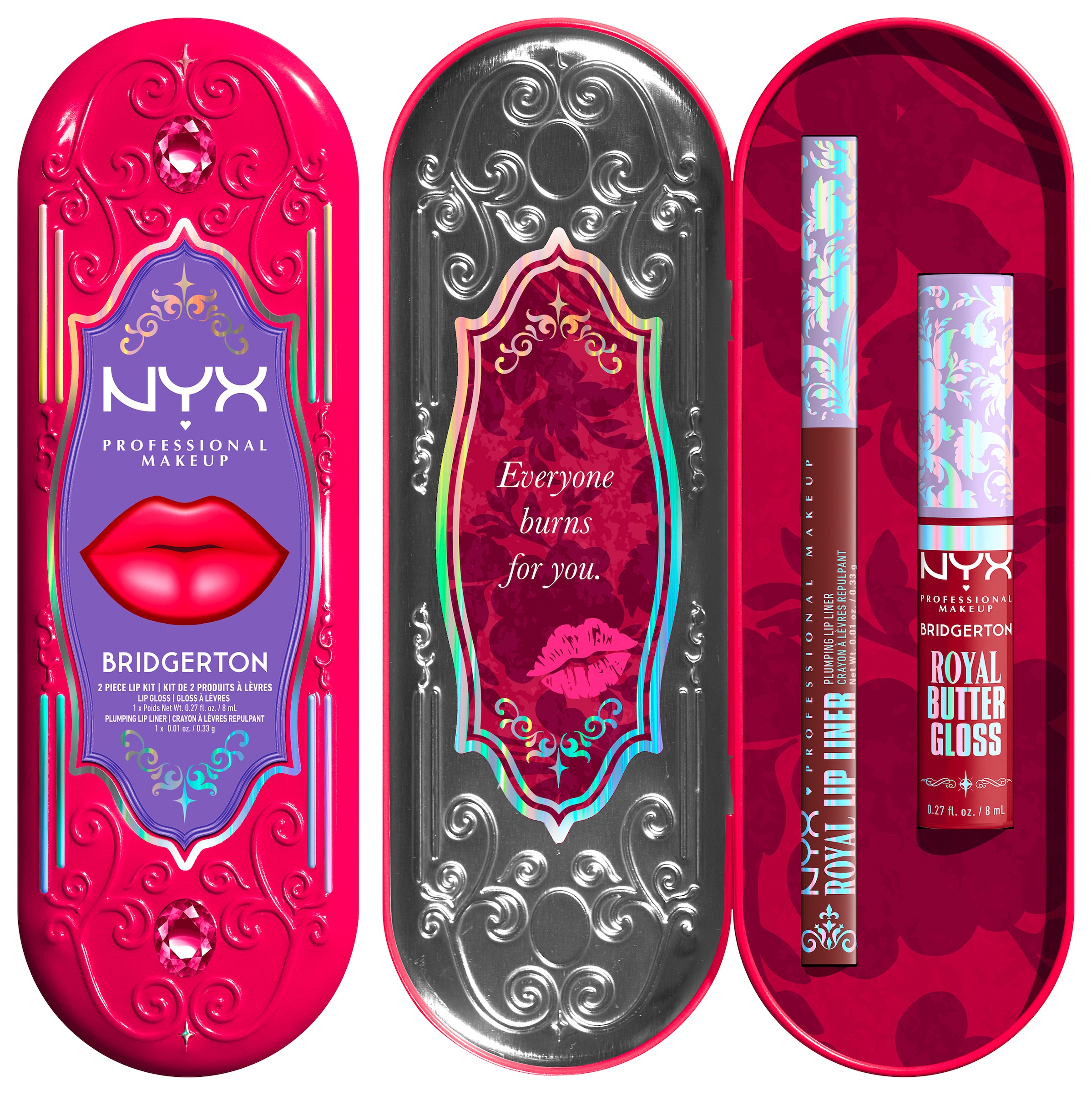 NYX PROFESSIONAL MAKEUP Schmink-Set »BRIDGERTON ROYAL TREASURES LIP KIT« Royal Butter Gloss und Royal Lip Liner