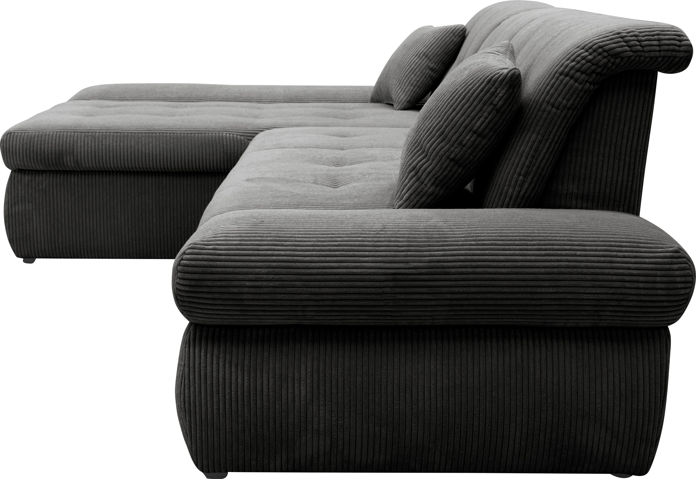 DOMO collection Ecksofa »Moric Luxus - B/T/H 300/172/80 cm, XXL-Format«, L-Form, 140kg Belastung/Sitz, Cord, grau