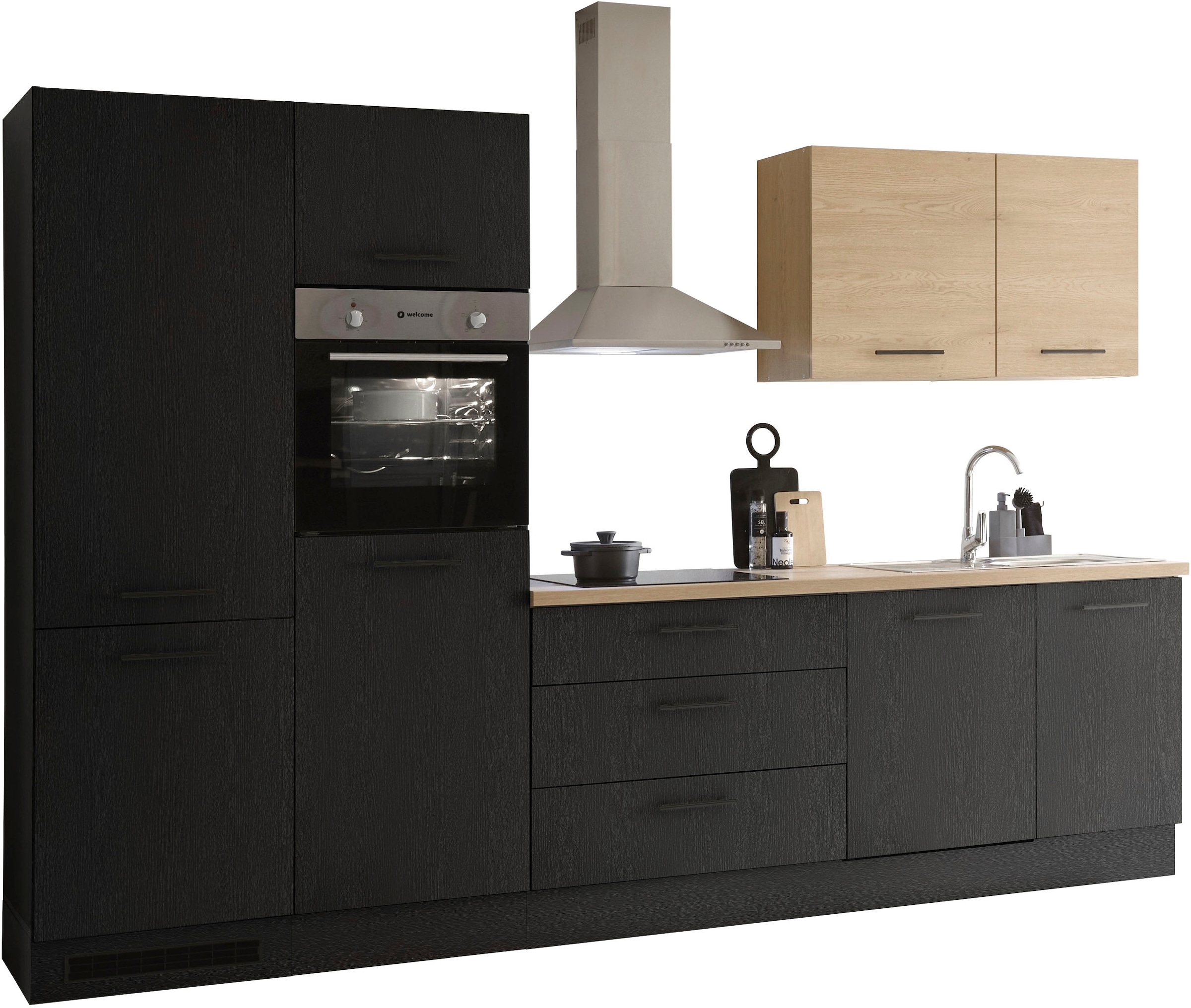 KOCHSTATION Küchenzeile »KS-Malfi«, Breite 320cm, wahlweise mit E-Geräten, Arbeitsplatte 38mm Stärke