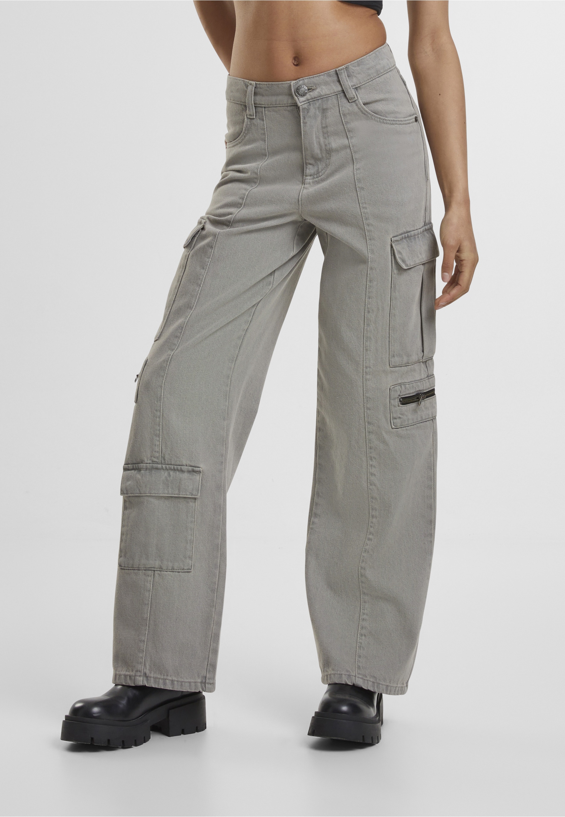 URBAN CLASSICS Cargohose »Urban Classics Ladies Loose Utility Denim Pants«