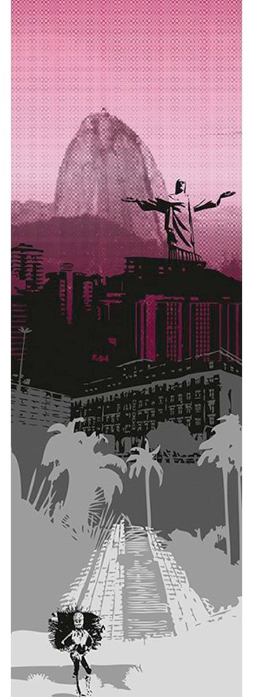 Fototapete »Rio De Janeiro«, Grafik Tapete Stadt Rio Pink Schwarz Weiß Panel,00m x 2,80m