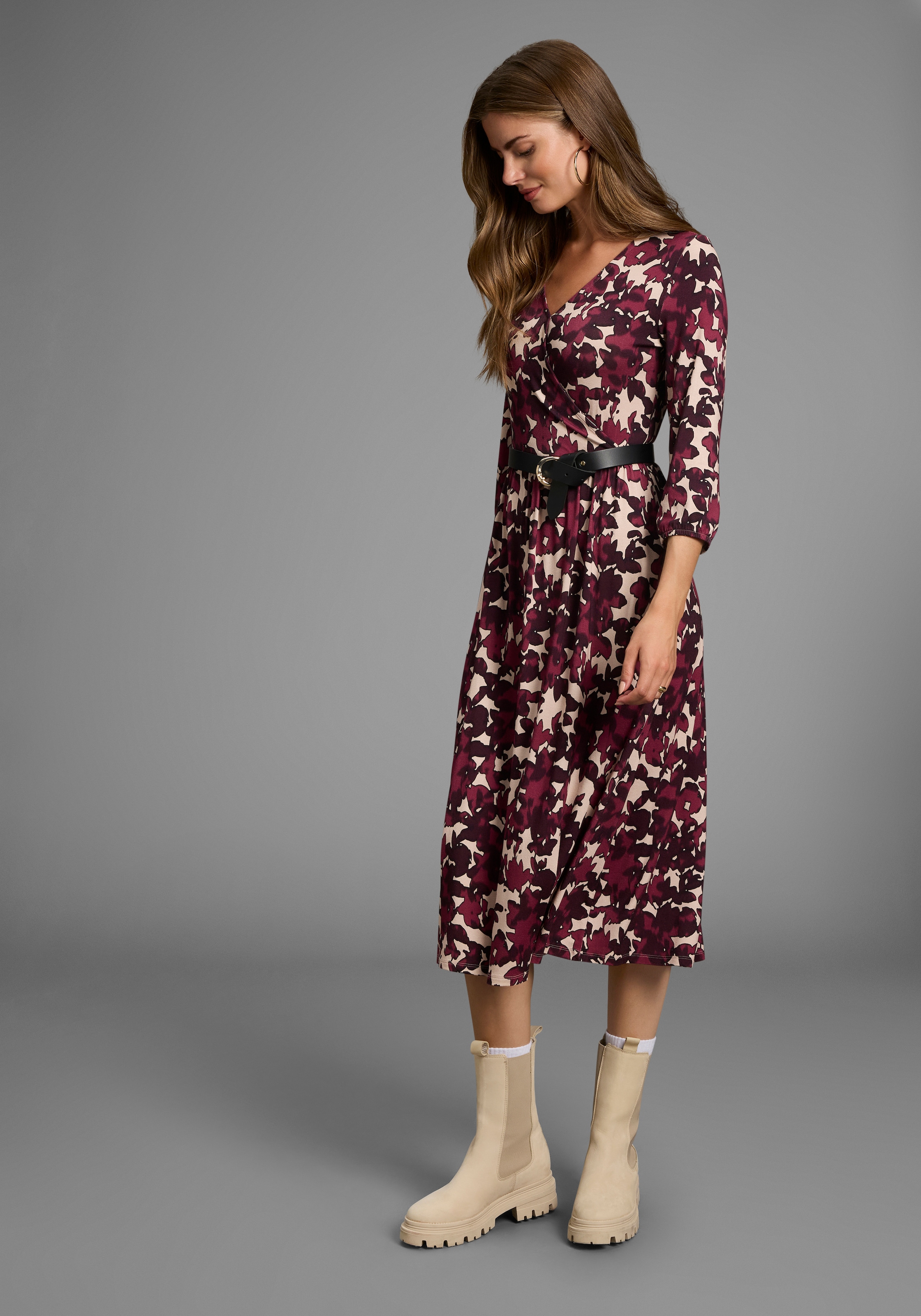 Laura Scott Midikleid, elegantes Blumenmuster aus Viskose-Mischung - NEUE KOLLEKTION