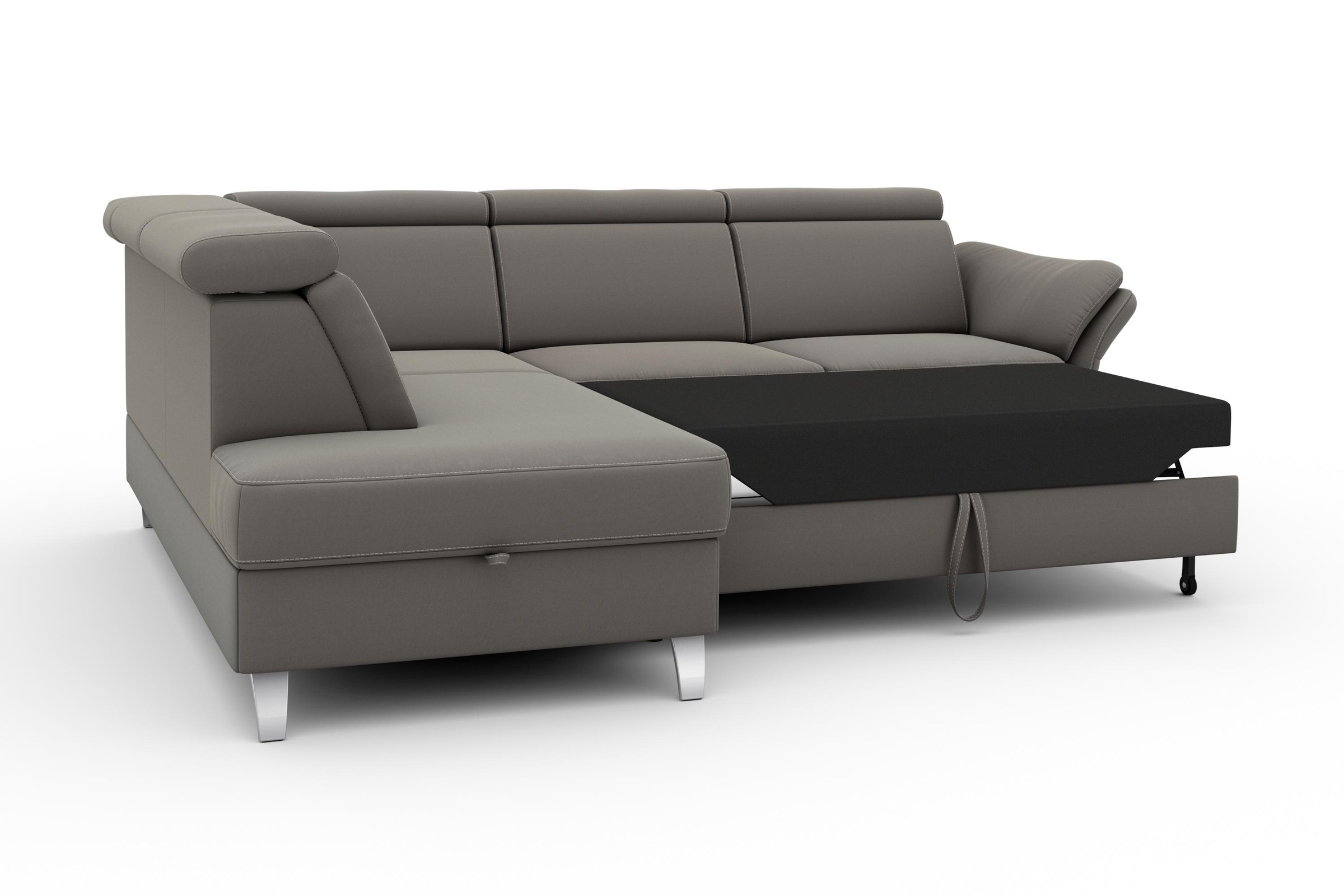 sit&more Ecksofa »Vincenzo L-Form«, inklusive Kopfteilverstellung, wahlweise mit Bettfunktion, Bettkasten