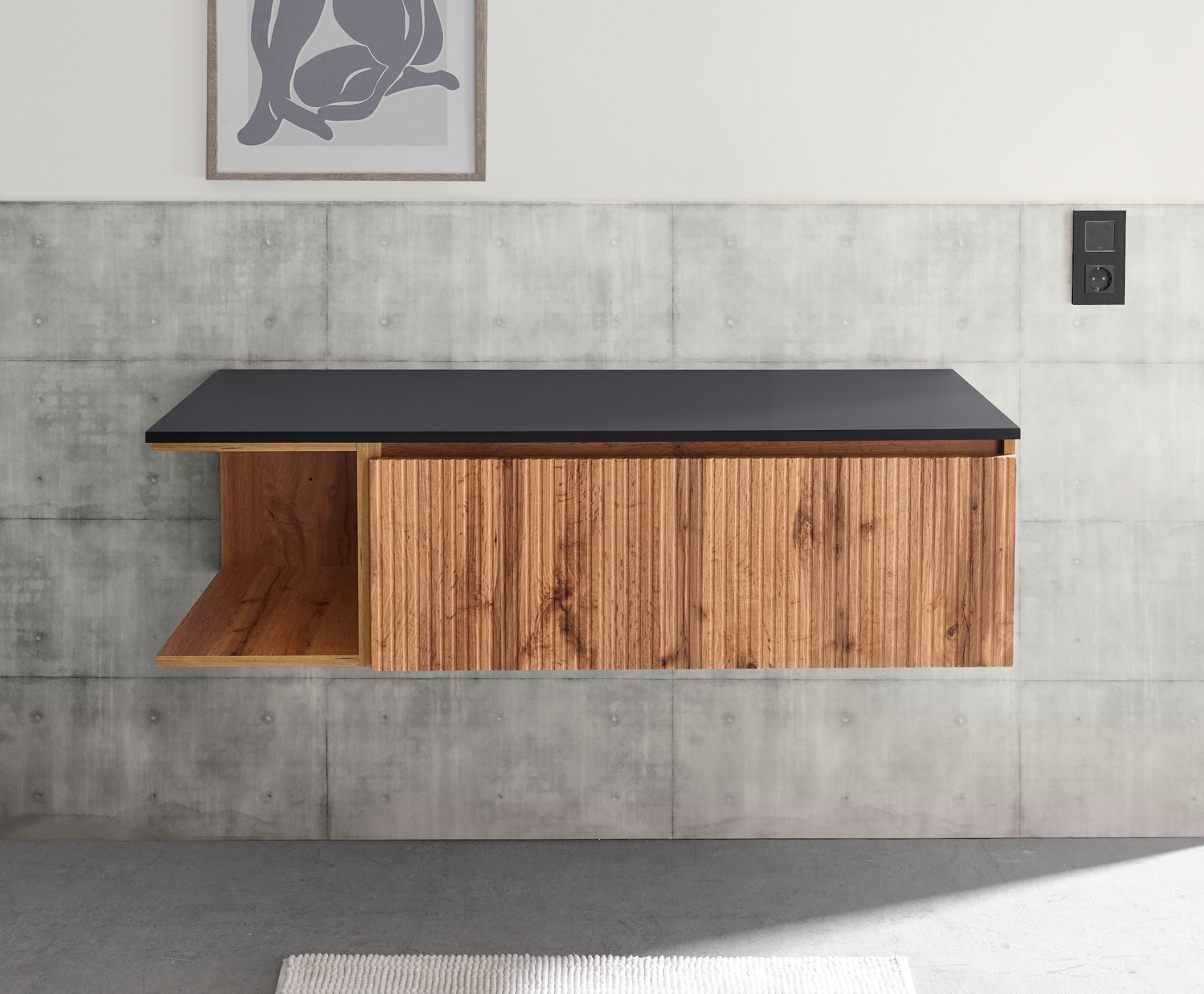 BASIC by Balculina Waschbeckenunterschrank »Loris BxHxT 120x34x47 cm« 1 Stk. tlg. Breite 120cm, Softclose, L/R montierbar