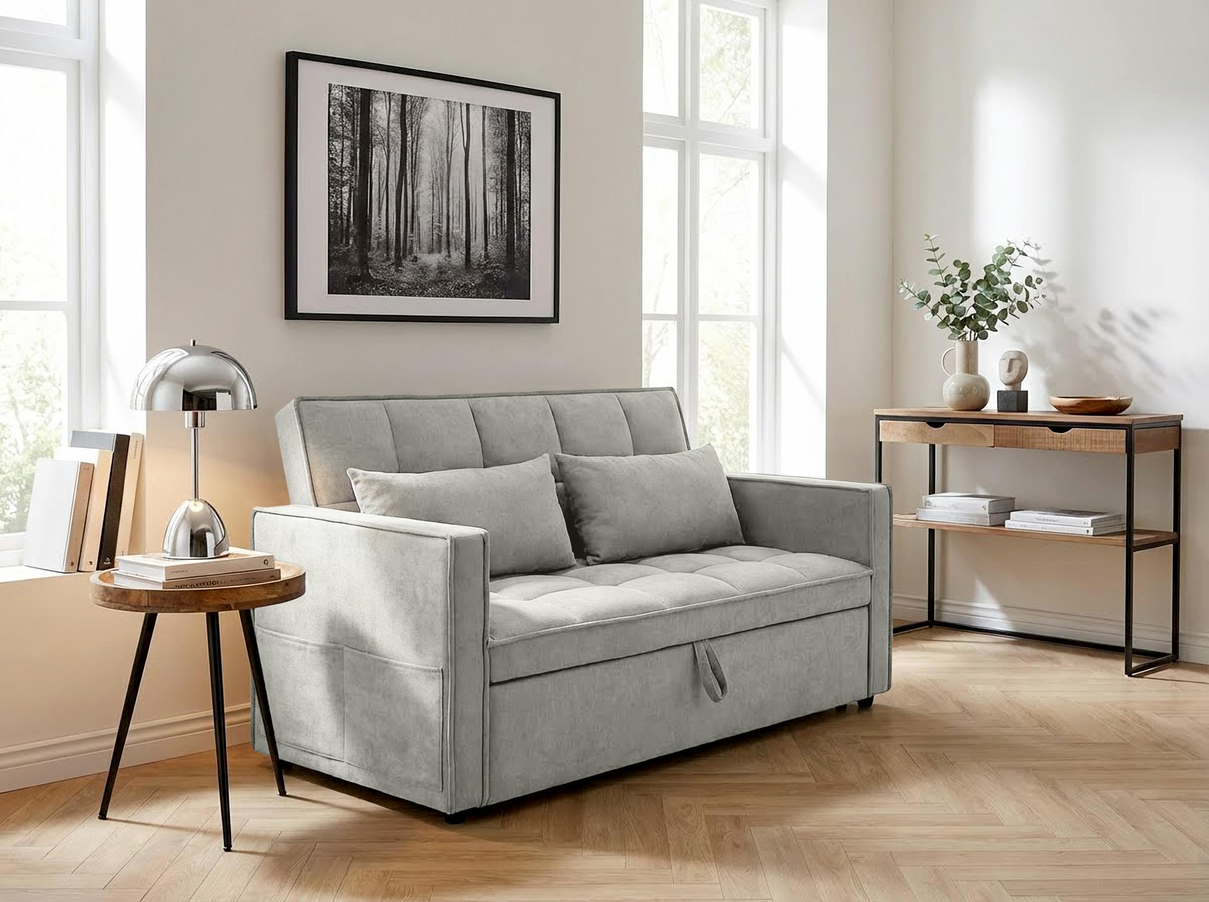OTTO home Schlafsofa "STEFFO, 159 cm, 2-Sitzer, mit verstellbarer Rückenlehne" Klappmechanismus, Feinstruktur-Bezug, natürliche Farben