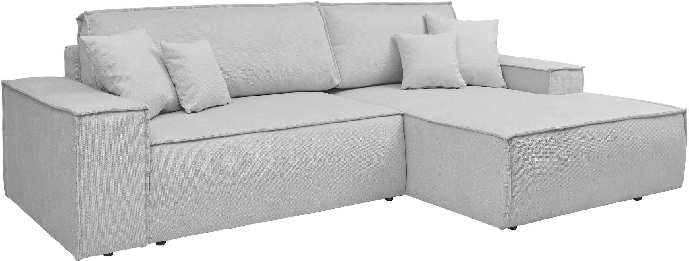 andas Ecksofa »Finnley Schlafsofa 267 cm in Bouclé, Struktur fein u. Cord, L-Form,«, Schlaffunktion m. Bettkasten (136/210 cm), Bouclé, Struktur und Cord