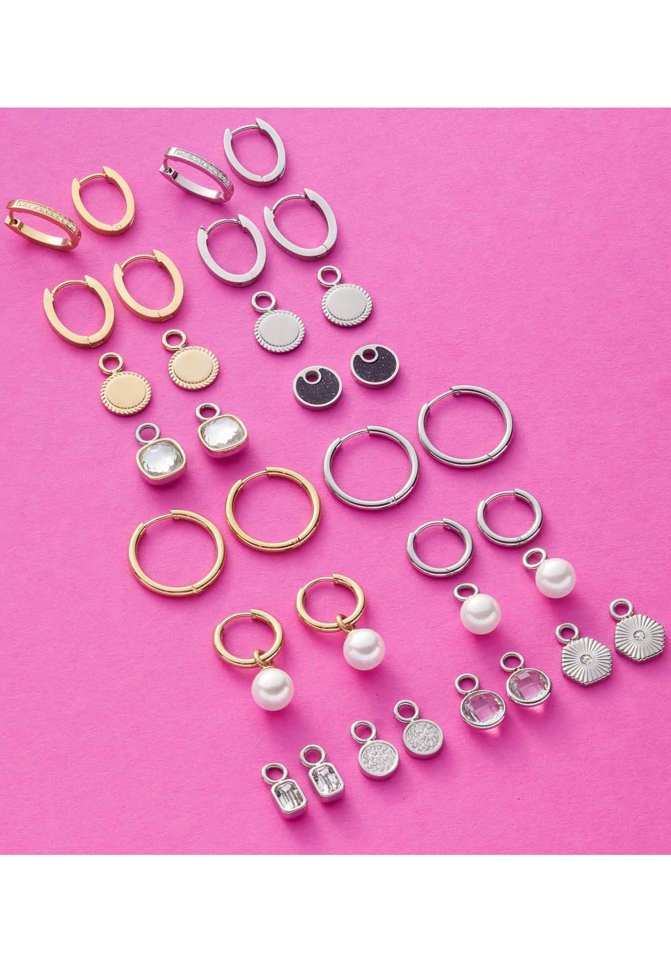 Paar Creolen LEONARDO "Ohrring Ronia Beauty's", gold (gelbgoldfarben, kristallweiß, kristallweiß), Ohrringe, Damen, Edelstahl, mit Zirkonia (synth.) 2