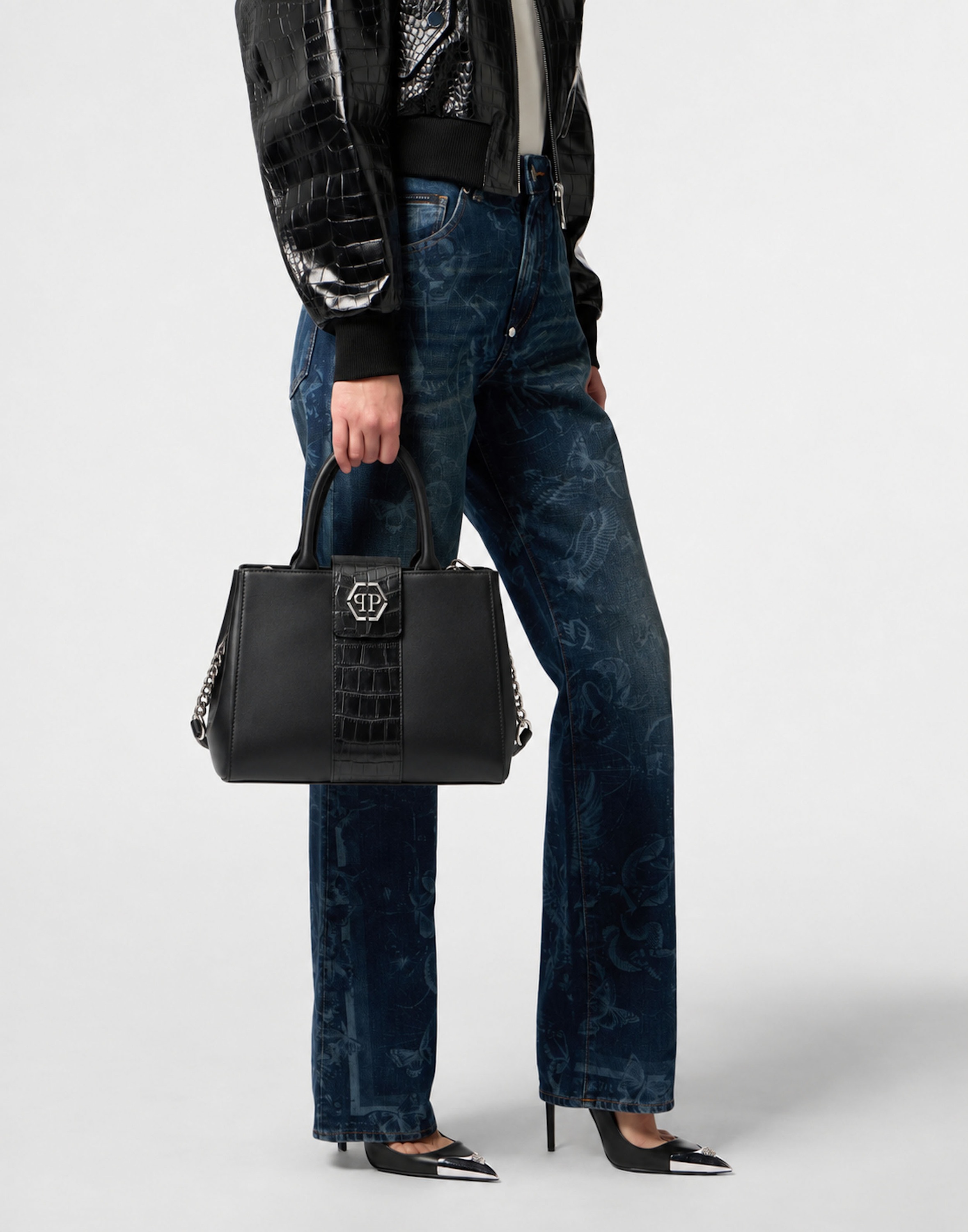 PHILIPP PLEIN Henkeltasche »Hexagon Crocco Geprägt«