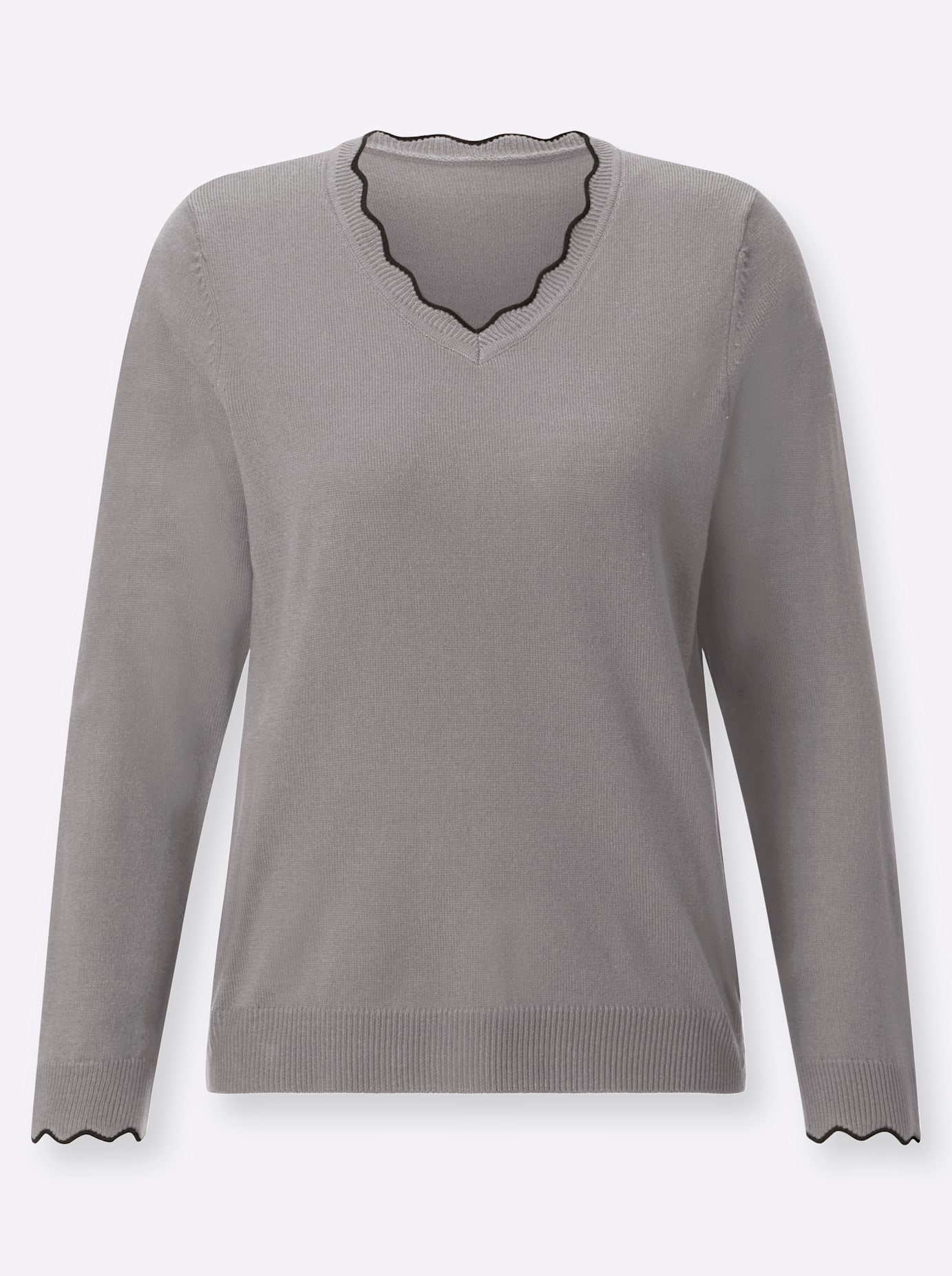 Thumbnail - Classic Basics V-Ausschnitt-Pullover "Feinstrick-Pullover"