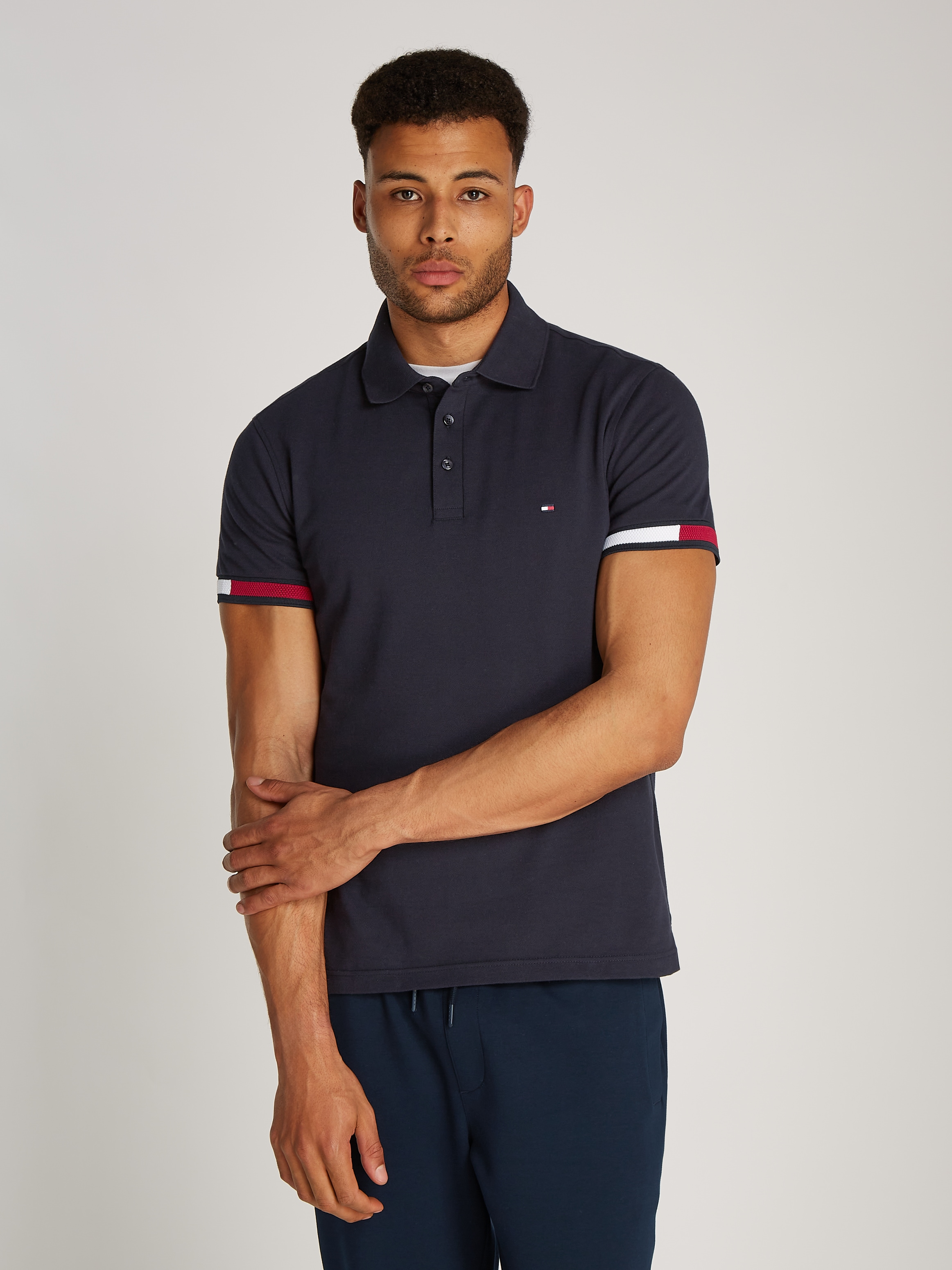 Tommy Hilfiger Poloshirt "FLAG CUFF SLIM POLO", mit Kontrast-Details günstig online kaufen